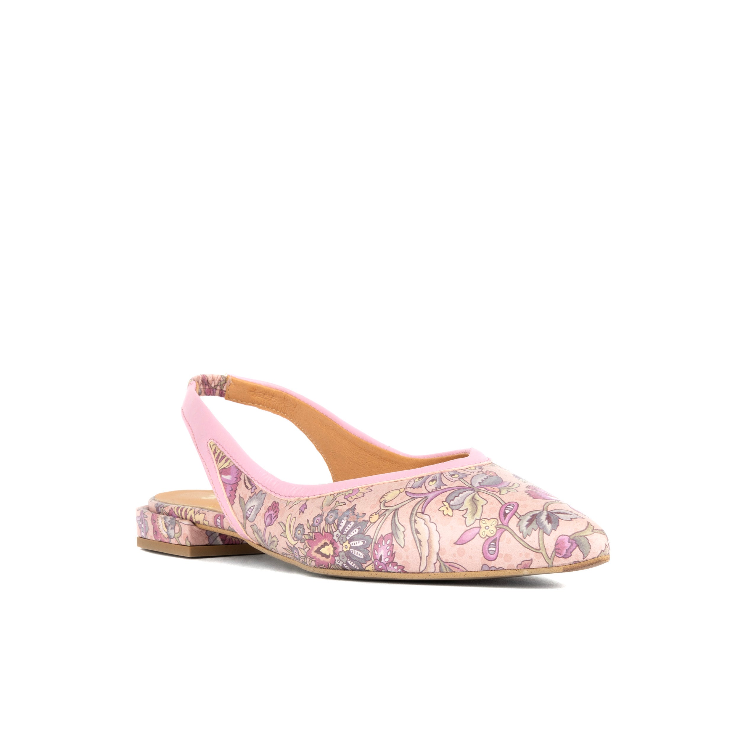Holly - Pink Paisley - Women's Leather Flat Slingback