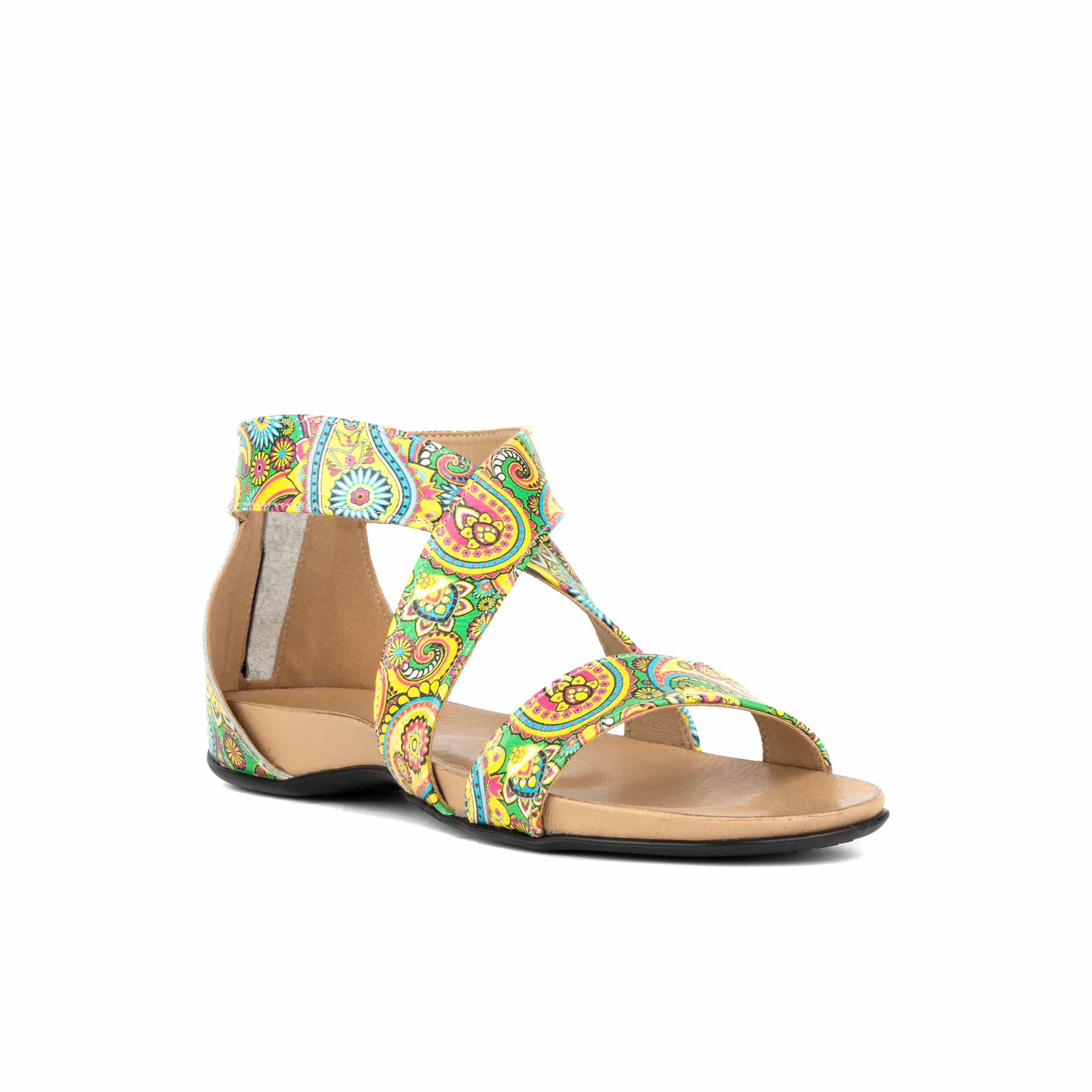 Isabella - Festival Green - Women's cross strap sandal with covered zip-up heel