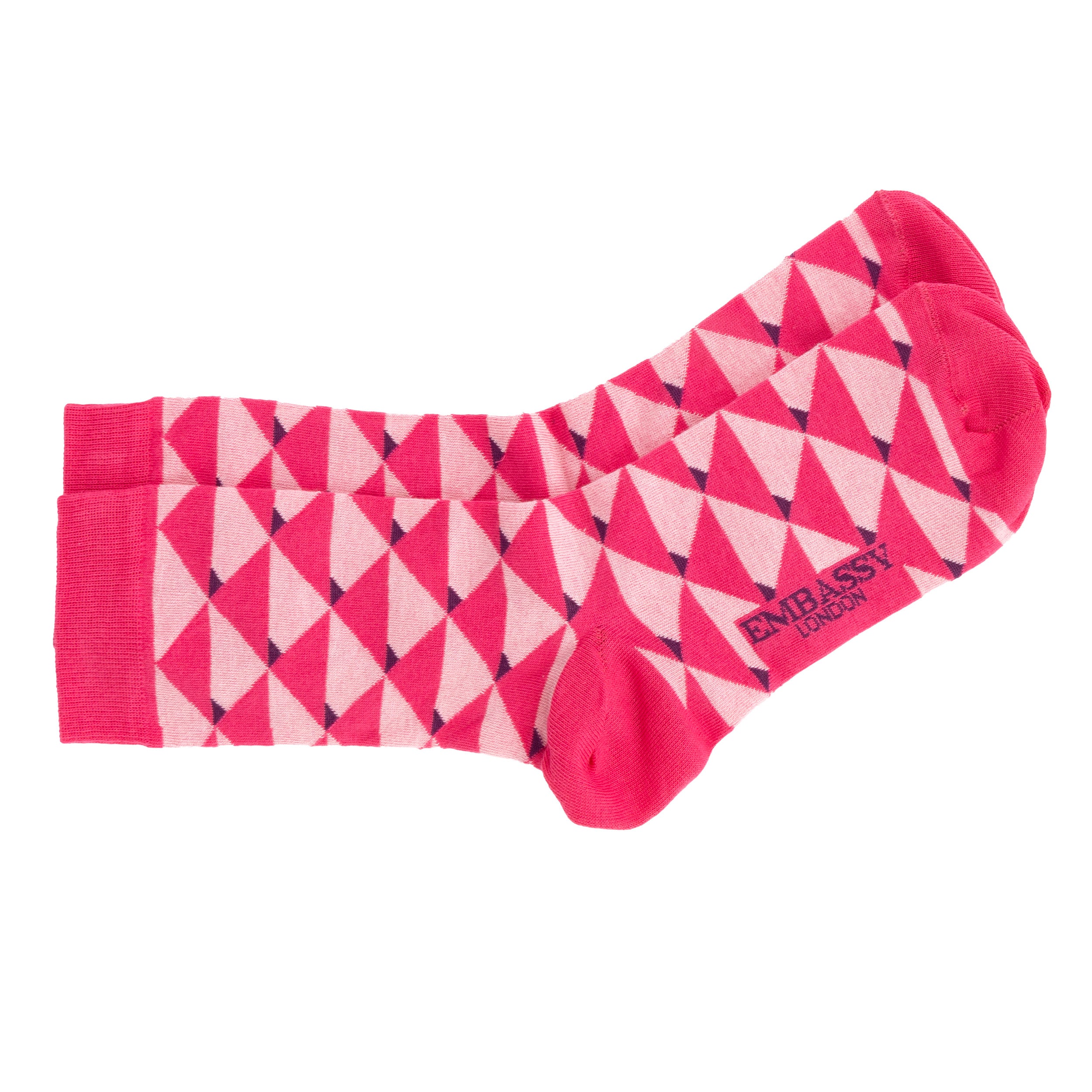 Toeblerone pink - Men's cotton crew socks size UK 6 to 12 in pink