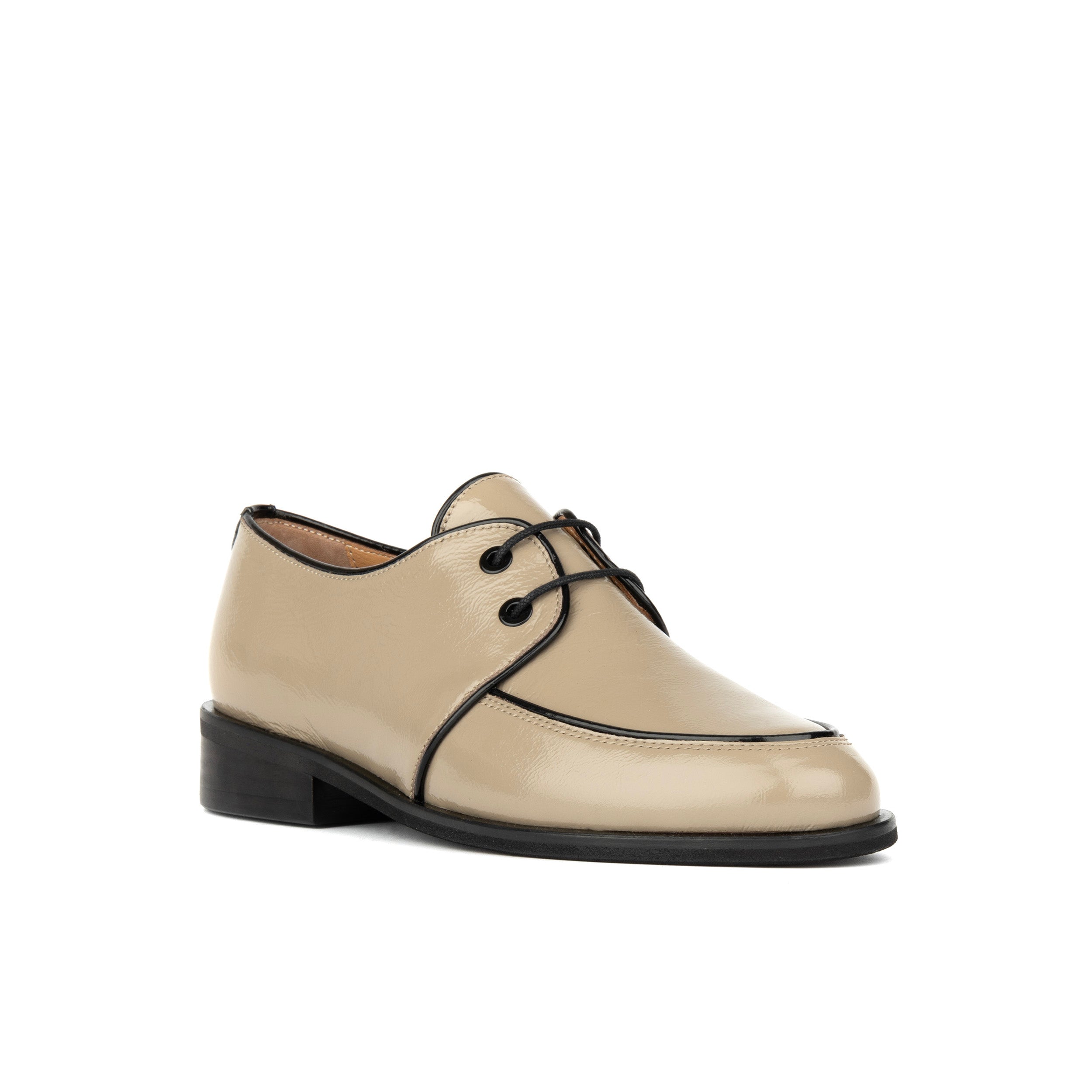 Kiss - Grey & Brown - Women's patent leather lace up shoe