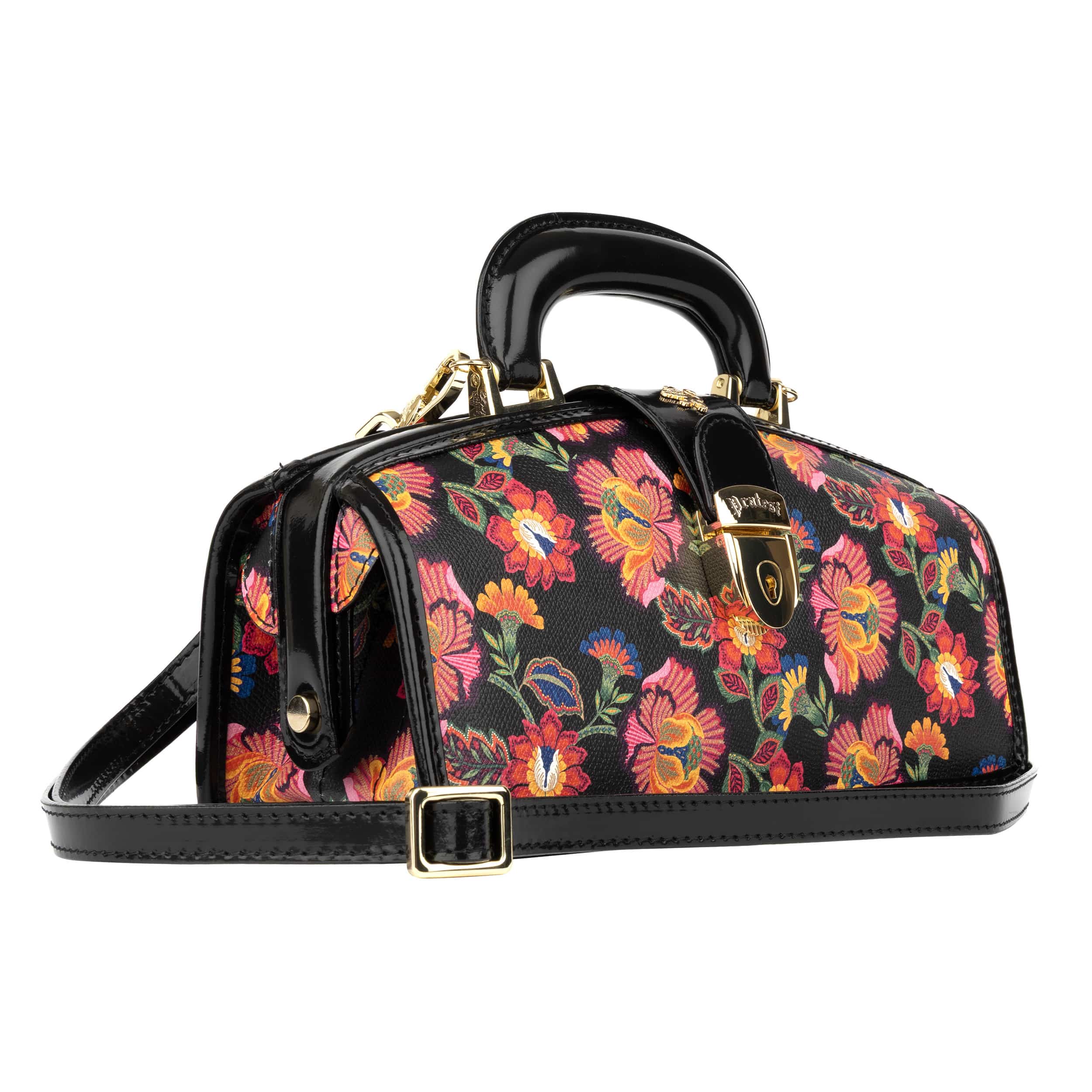 Gazelle - Red Flowers - Women’s patent leather top handle & crossbody bag