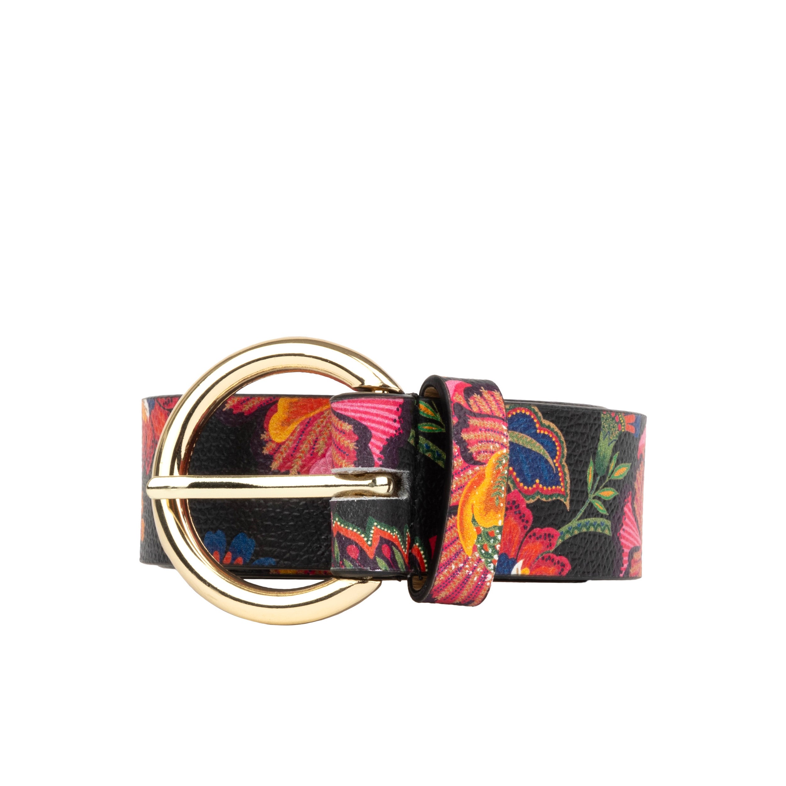 Emma - Red Flowers - Women's Italian leather belt