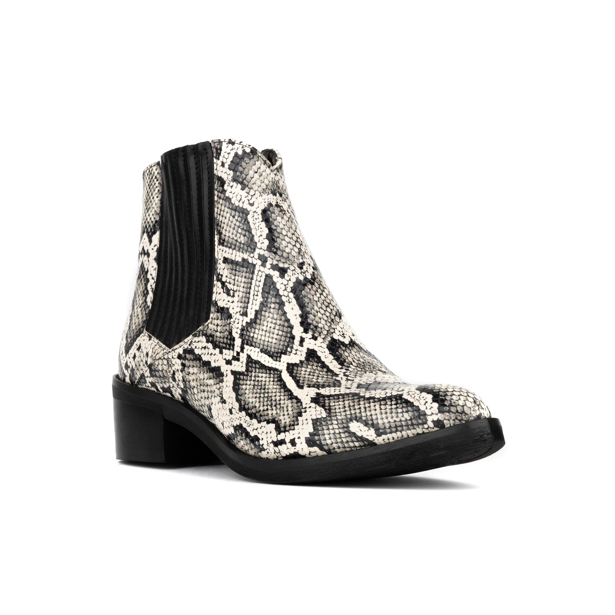 Texas - White Snake - Women's Leather Snake Print Western Boot