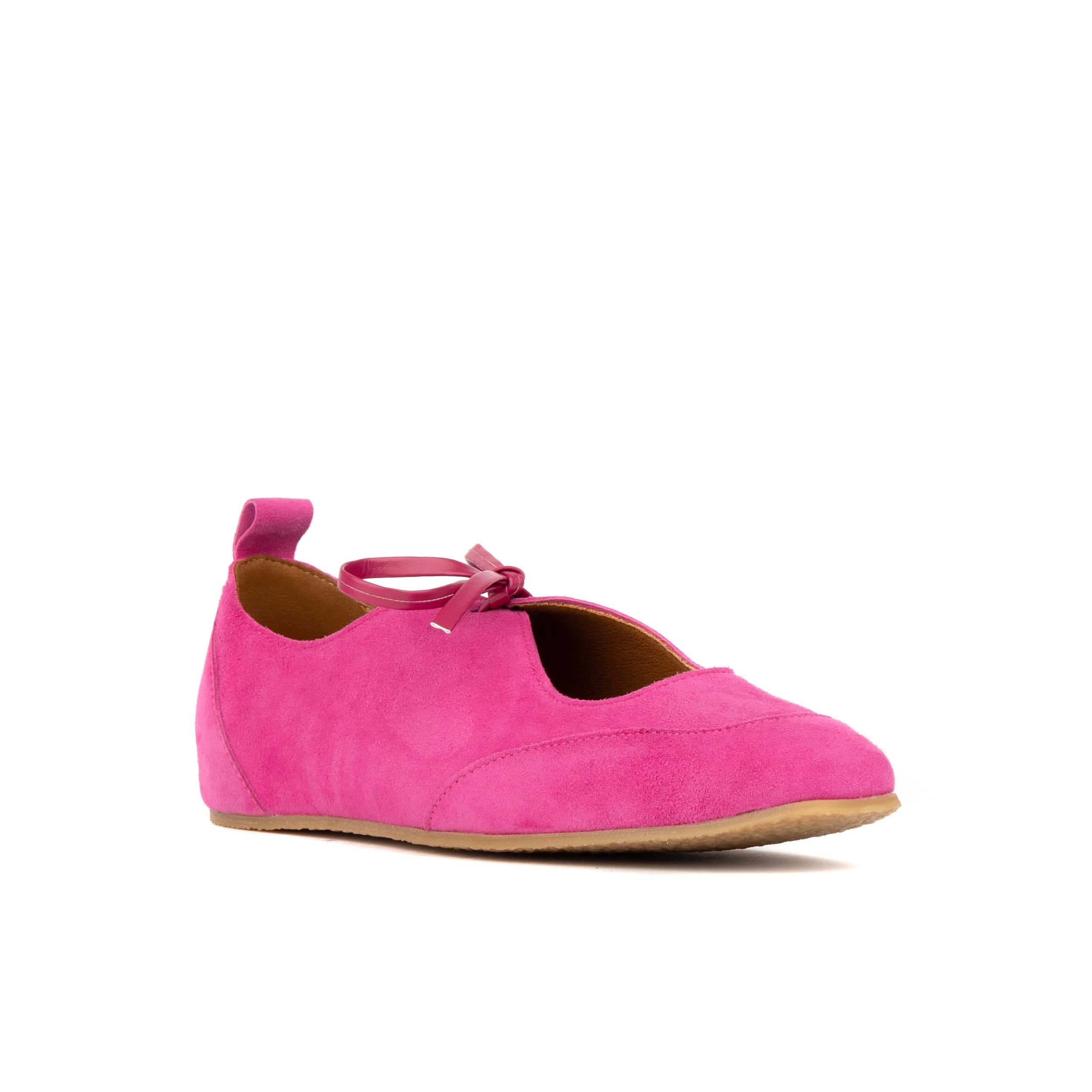 Kyoto - Pink - Women's Suede Lace Up Ballet Pump