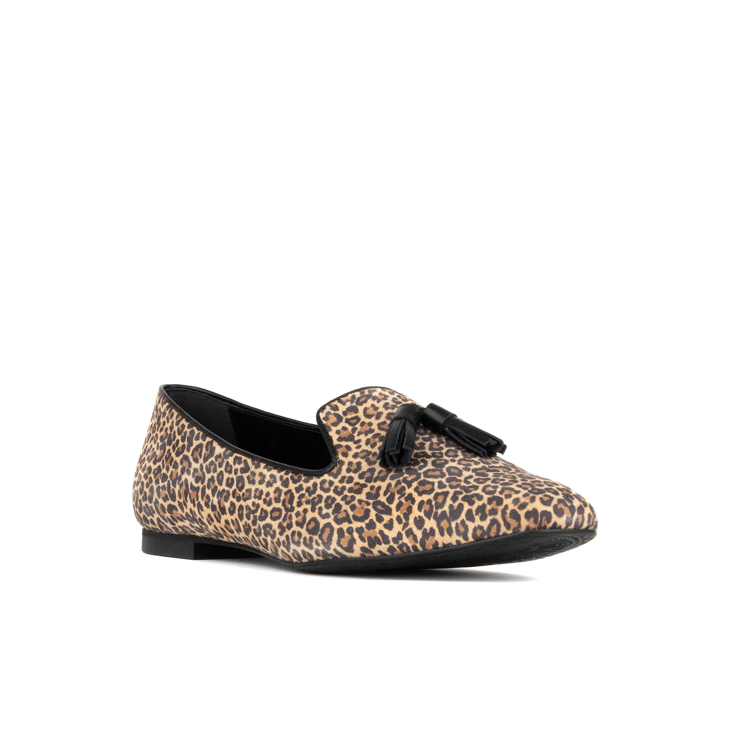 Aura - Leopard - Women's suede leather square toe tassel loafer