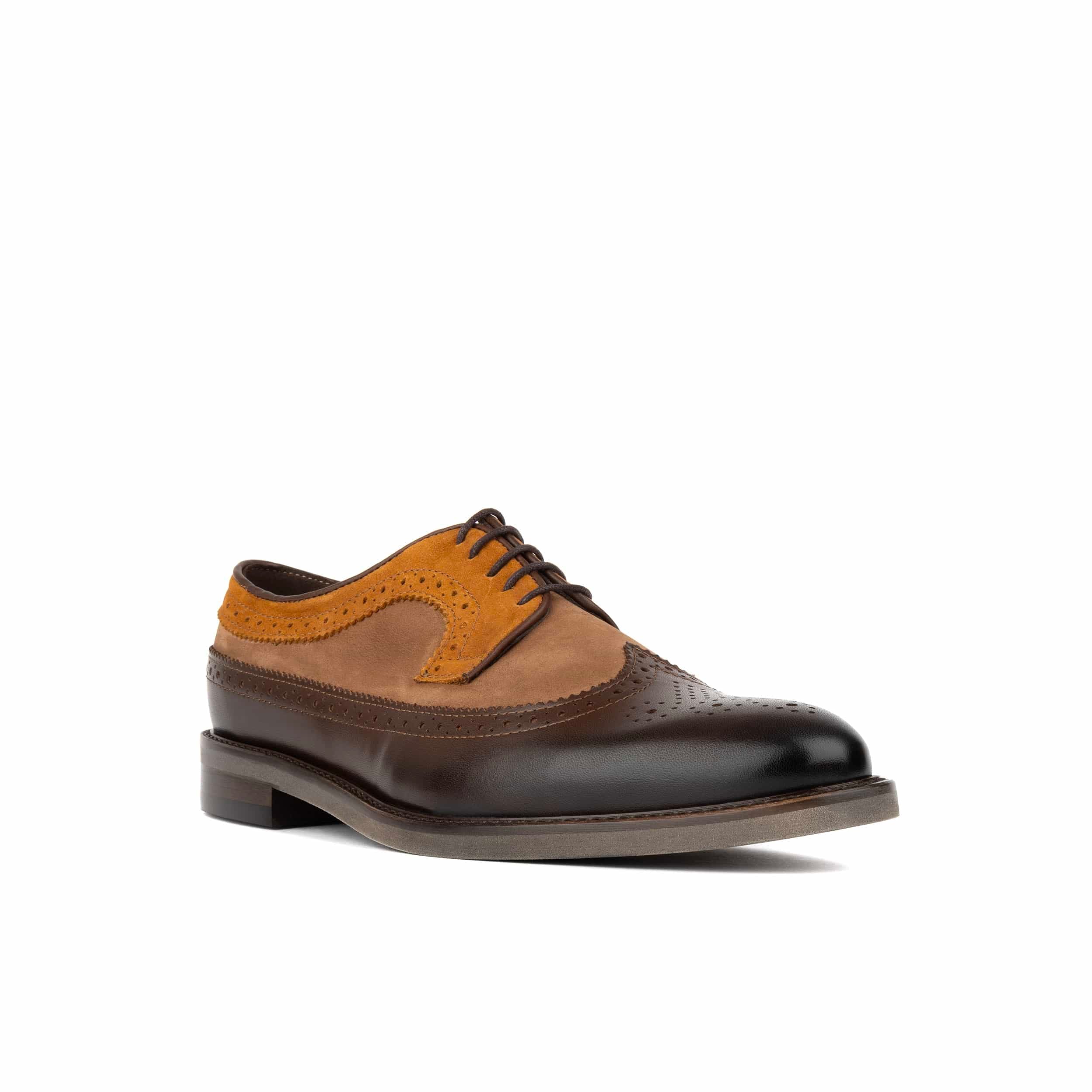Alexander - Brown Mix - Men's Multi-Textured Leather & Suede Wingtip Brogue