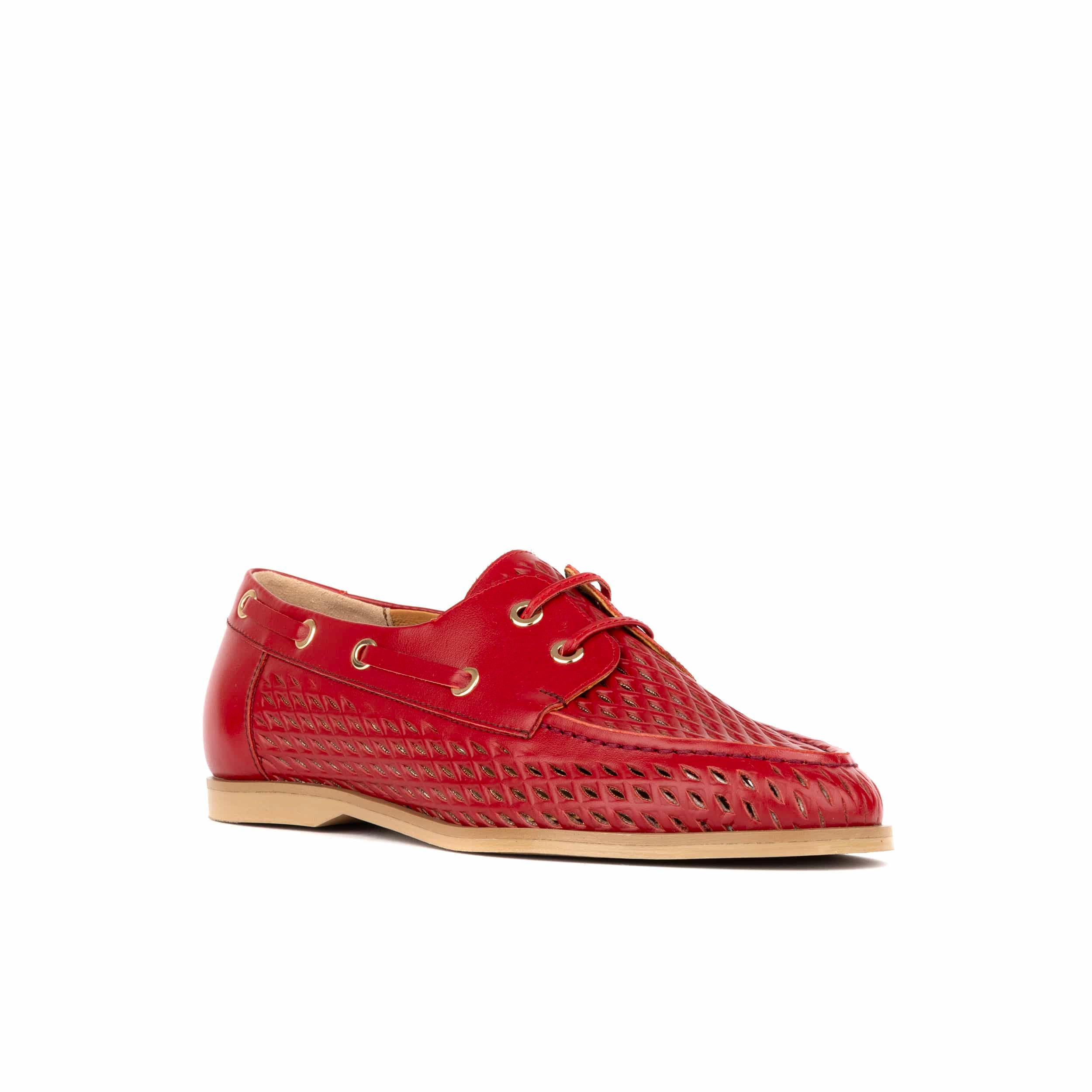 Row Your Boat - Red - Women's Leather Boat Shoes