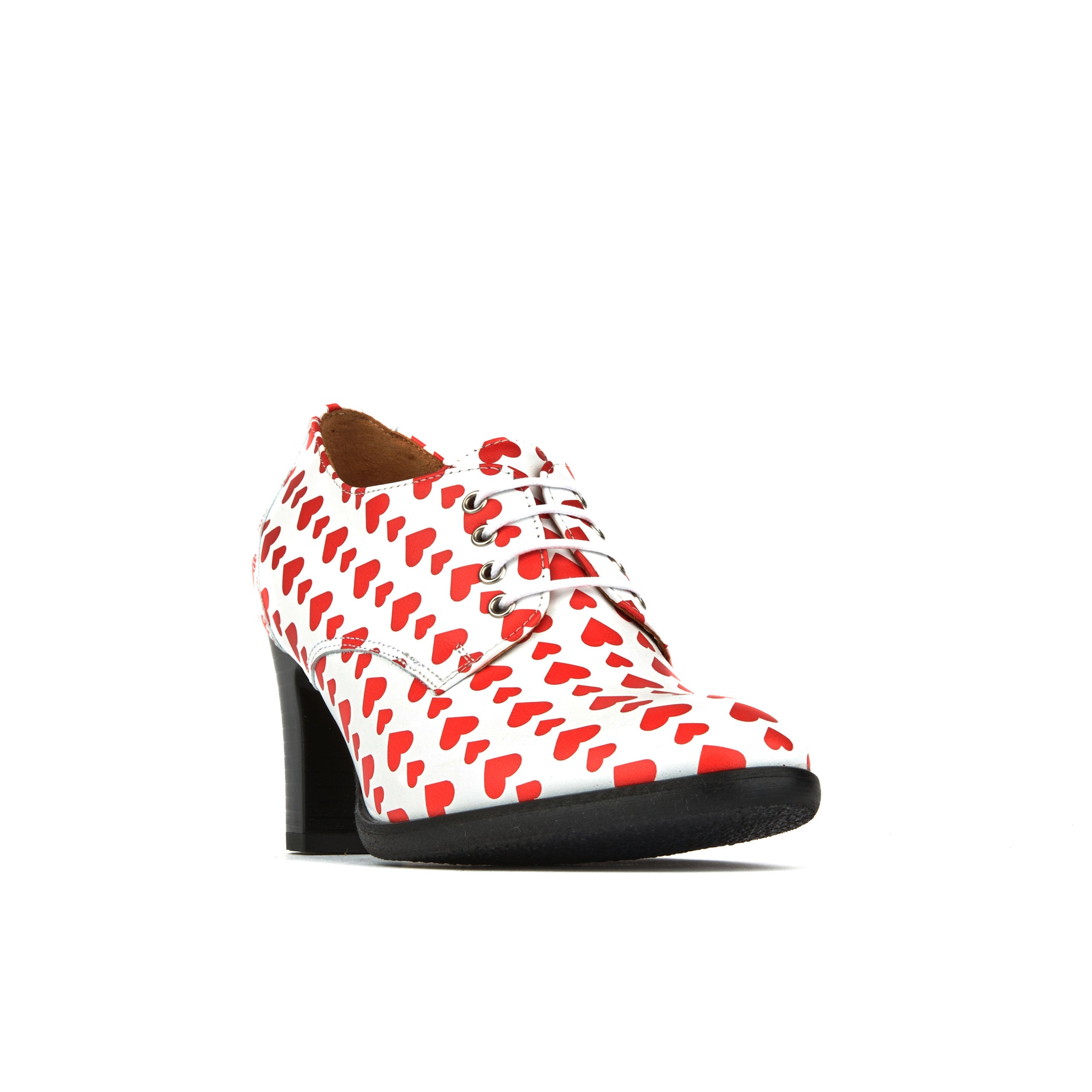 ROULETTE LOVE STRUCK - Women's 3 inch block heel oxford pump in heart shape print