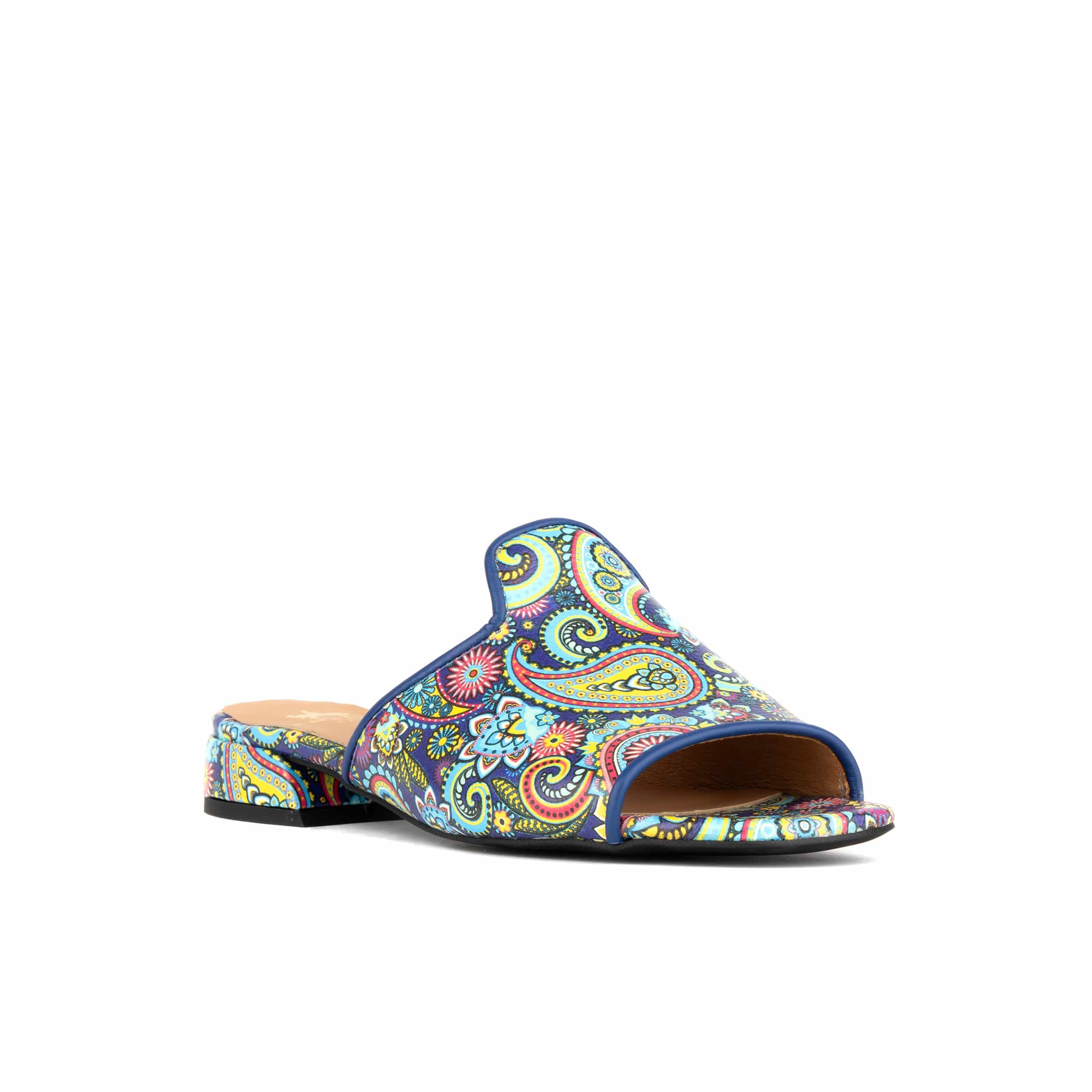 South Beach - Festival Blue - Women's fully leather lined slip on sandal