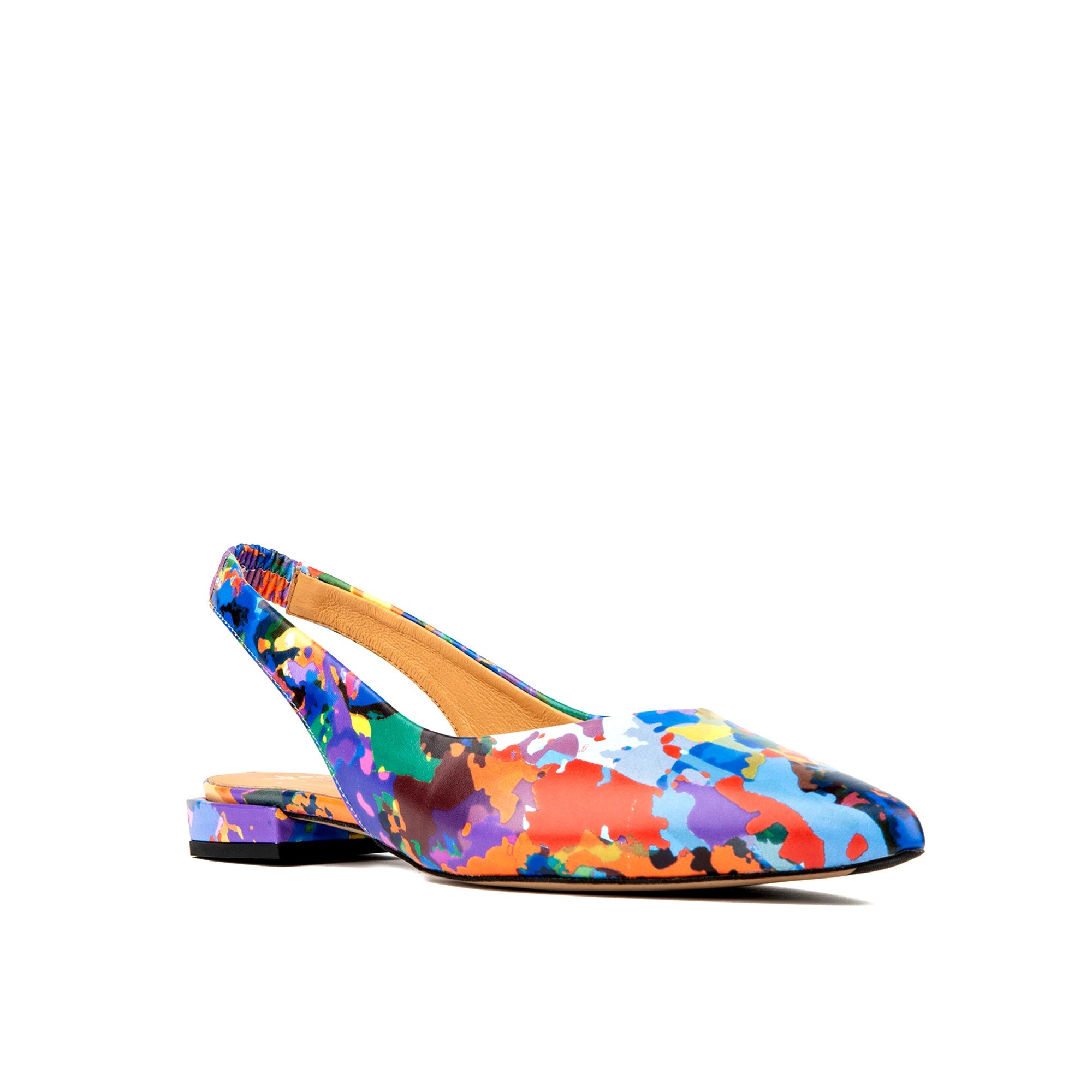 Holly - Summer Colours - Women's leather almond toe flat slingback in vibrant colour