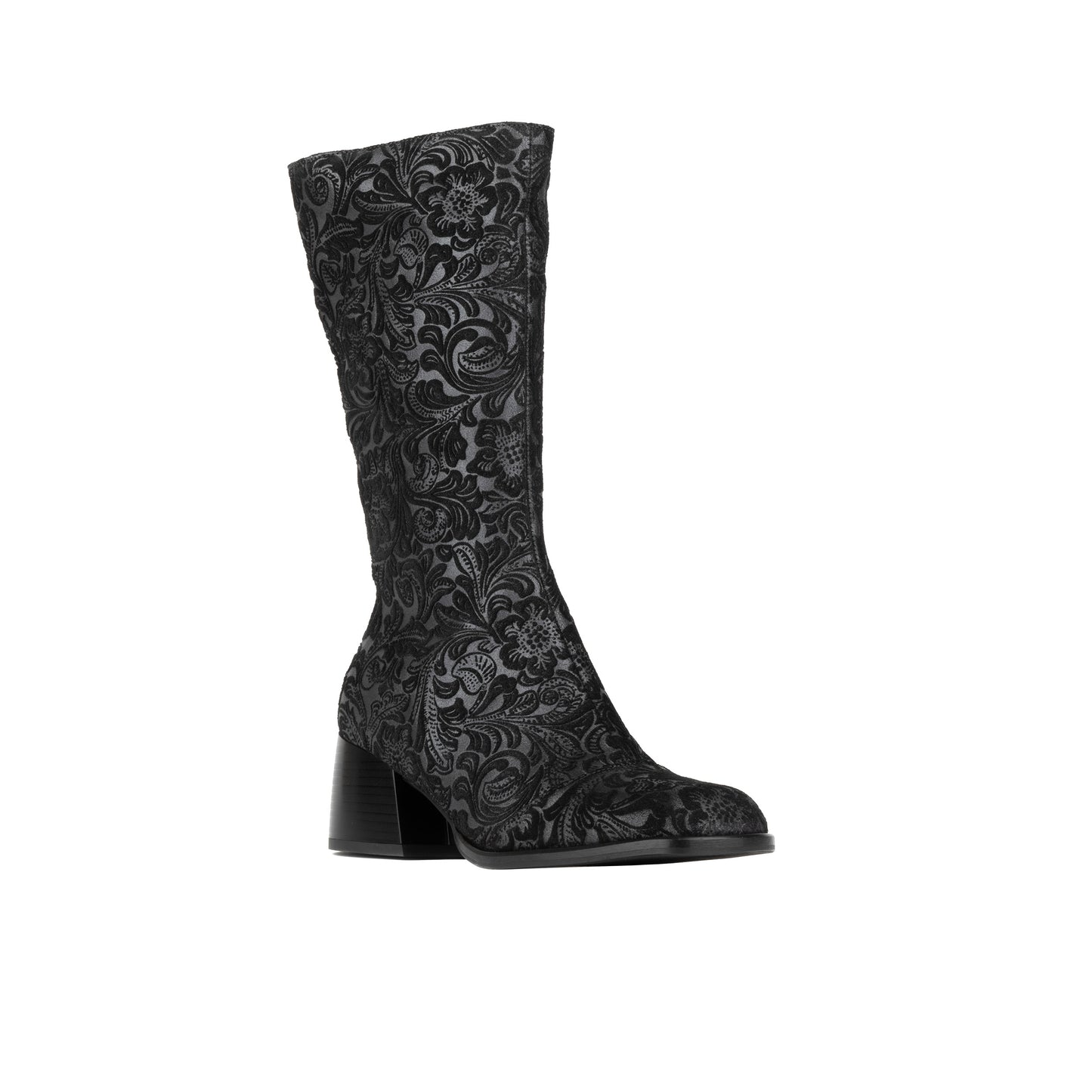 Leticia - Black Floral Emboss