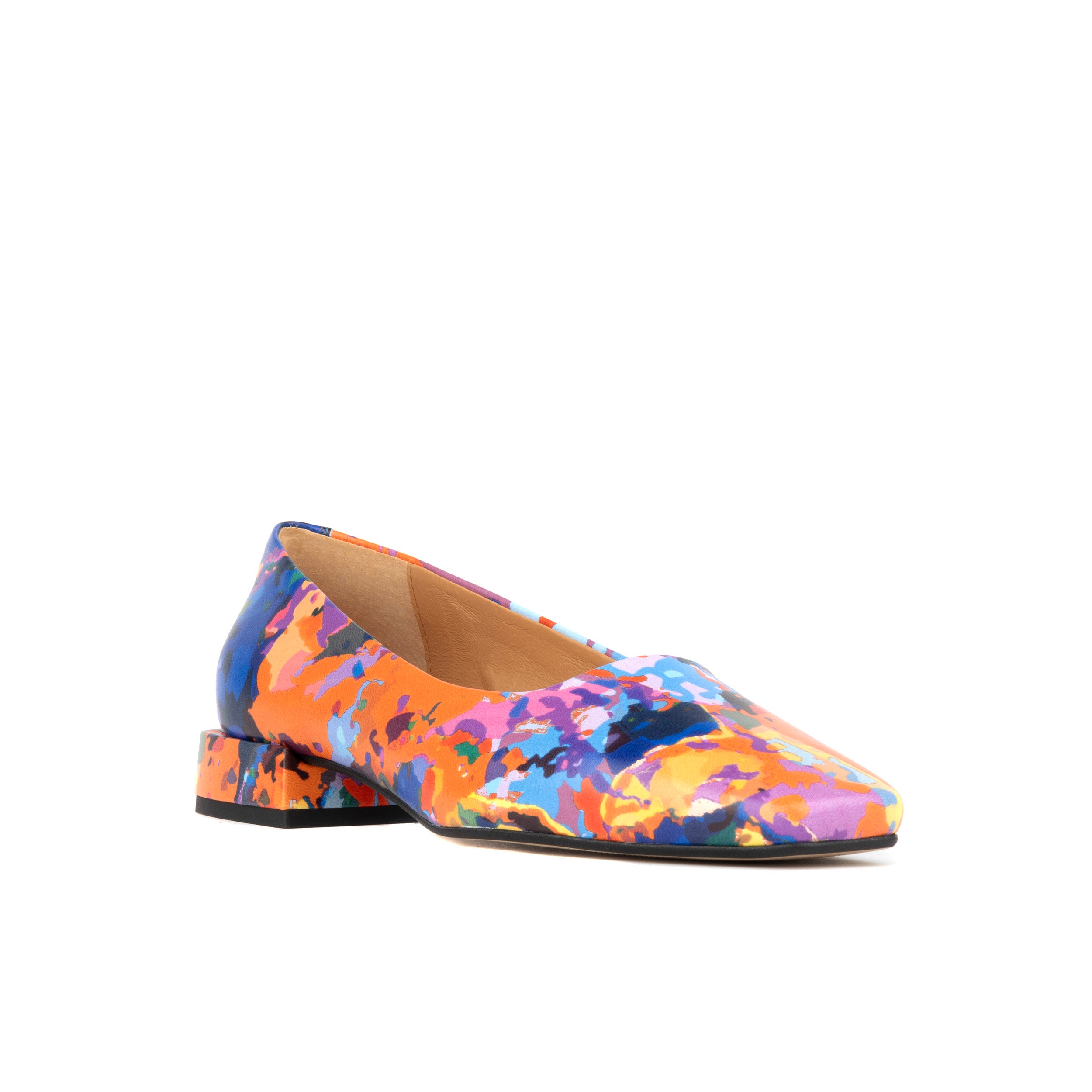 Ballerina - Summer Colours - Women's low heel square toe leather pump in bright print