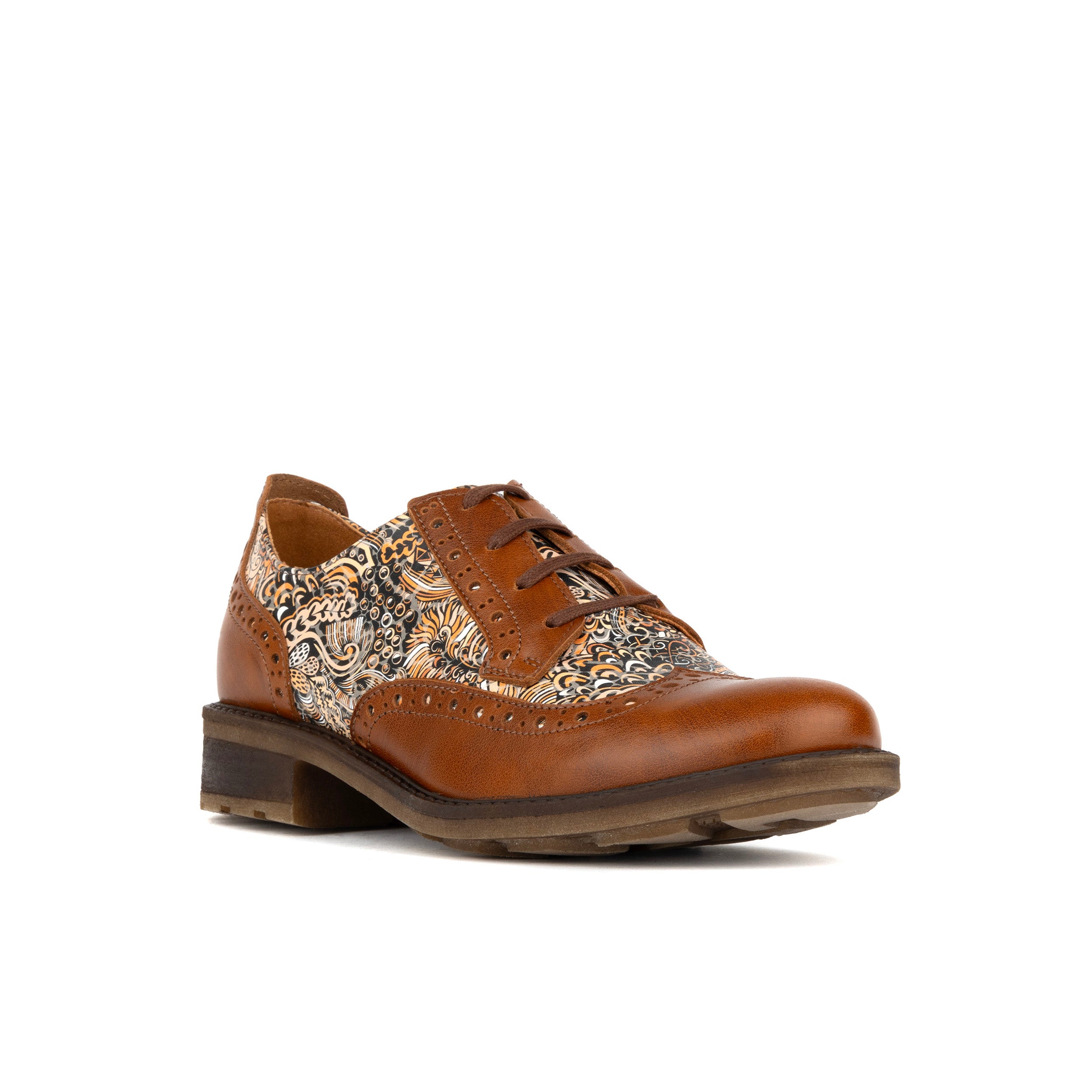 DreamFiters - Brown Signature - Women's round toe leather derby shoe on durable rubber sole