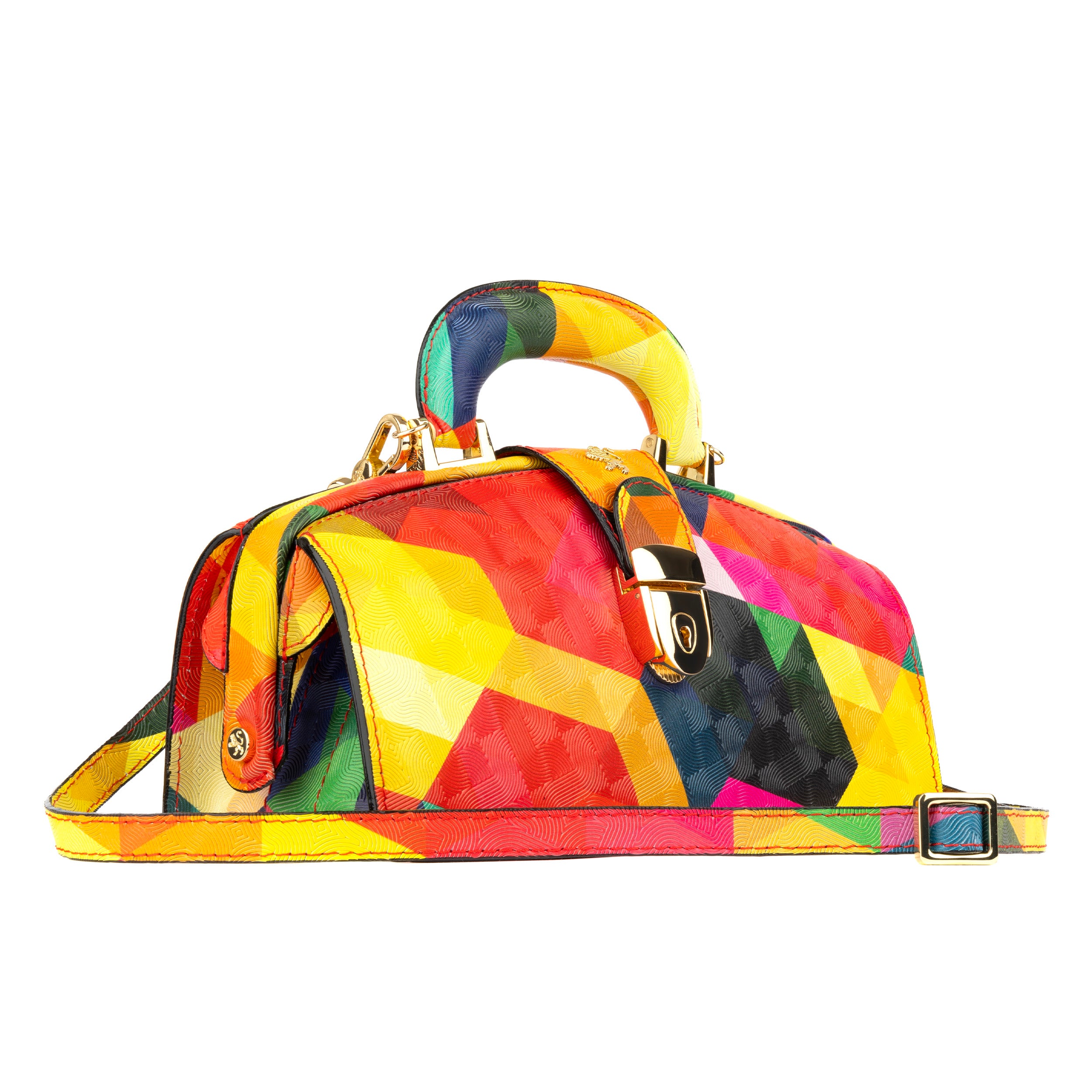 Gazelle - Retro - Top handle structured bag in colourful Italian leather