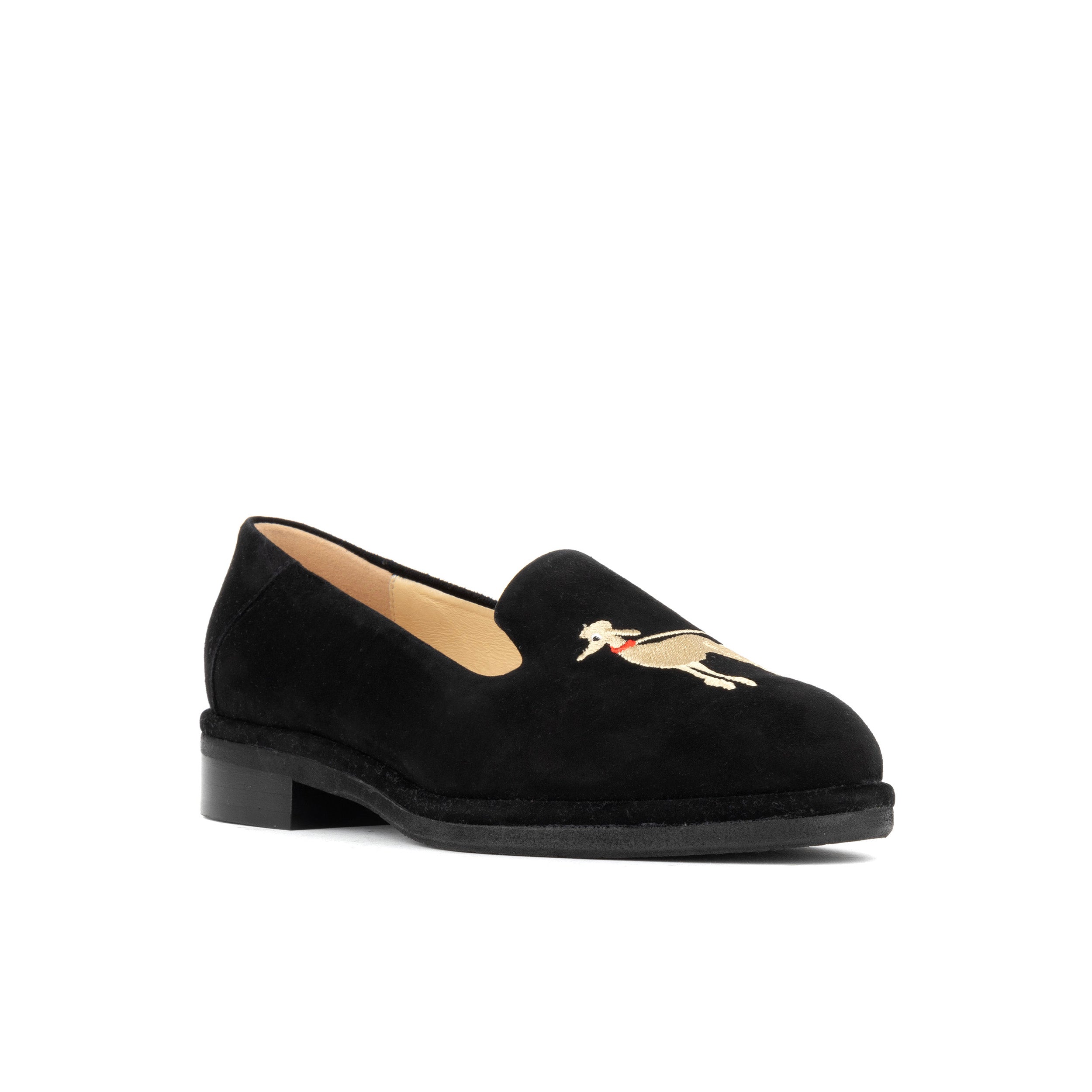 Fetch - Black - Women's round toe animal petterned comfy leather loafer