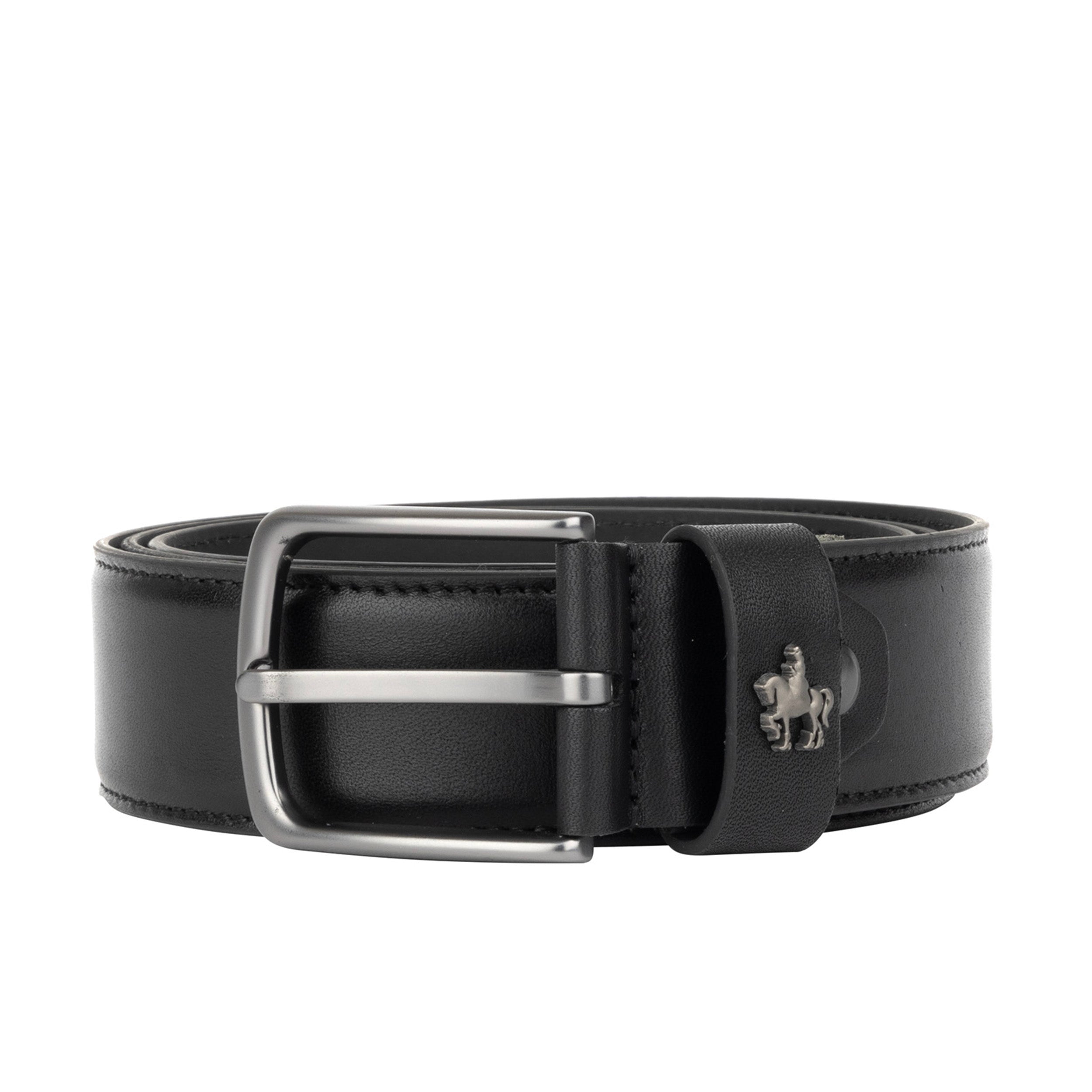 James - Black - Men's Leather Belt with gunmetal hardware