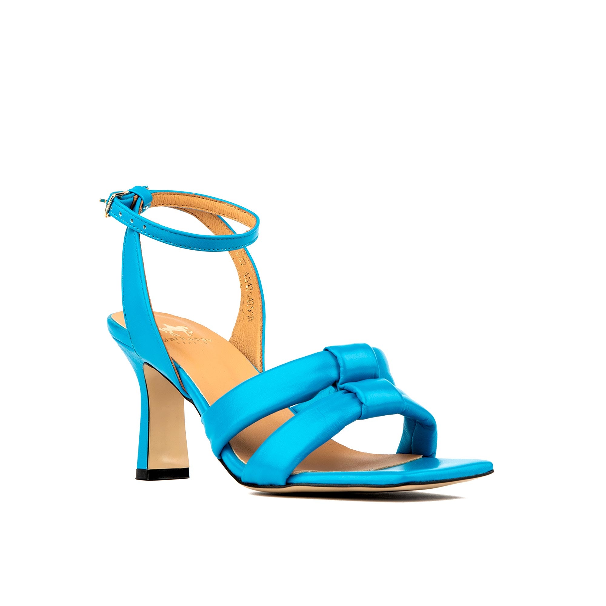 Molly - Miami Blue - Women's leather strappy heel sandal in blue