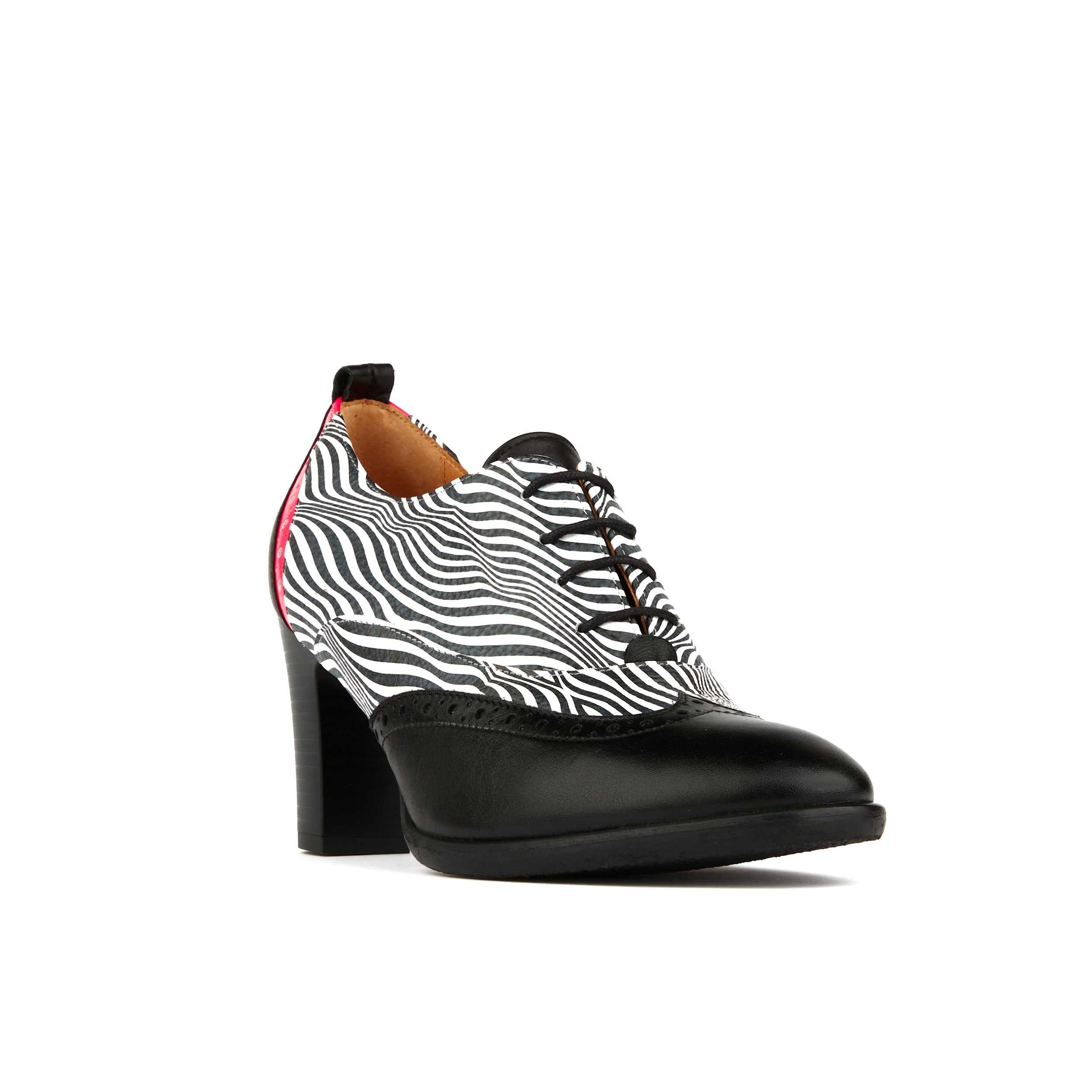 CASINO OPTICAL ZEBRA - Women's almond toe oxford pump heel with brogue details