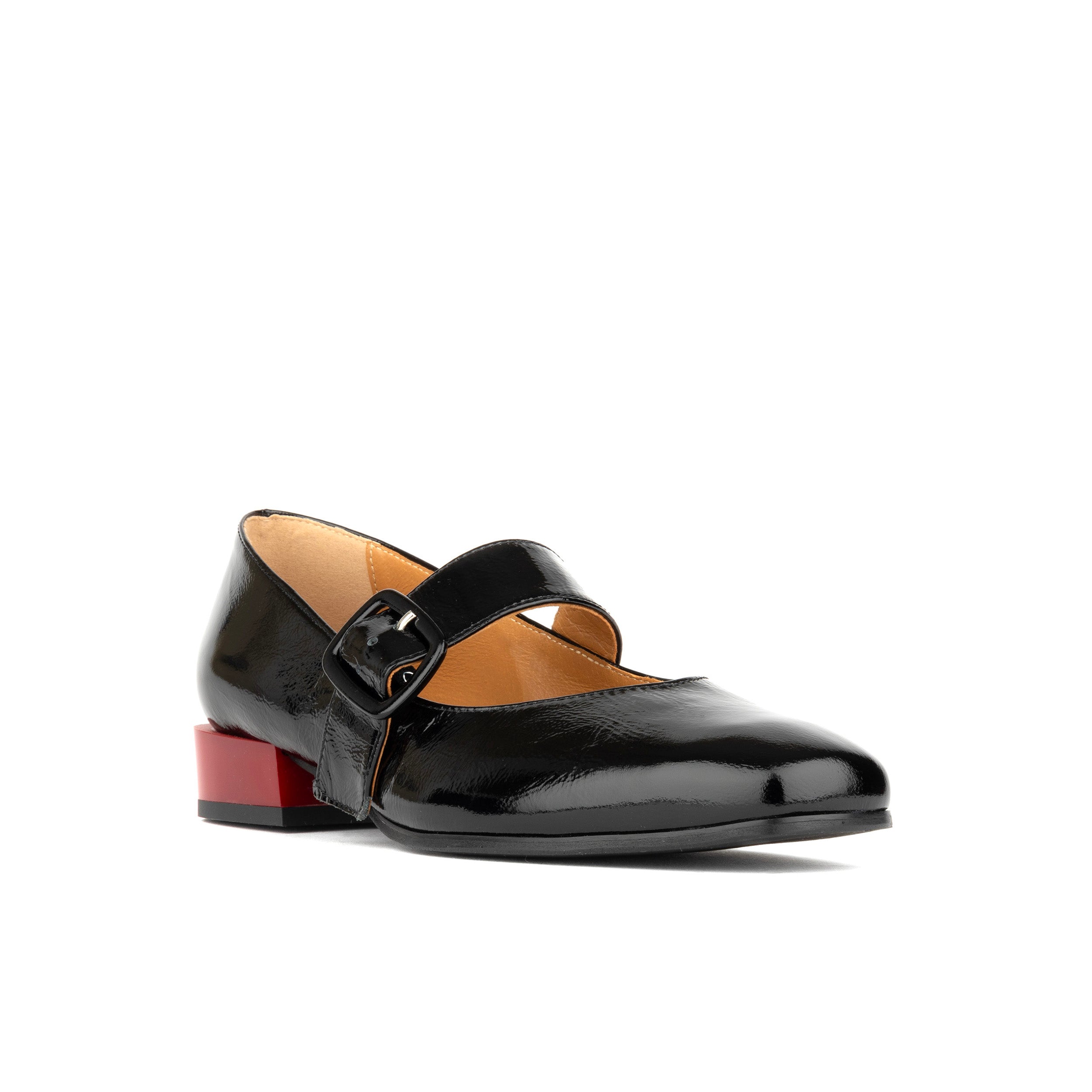 Bliss - Black - Women's block heel square toe patent leather comfort loafer