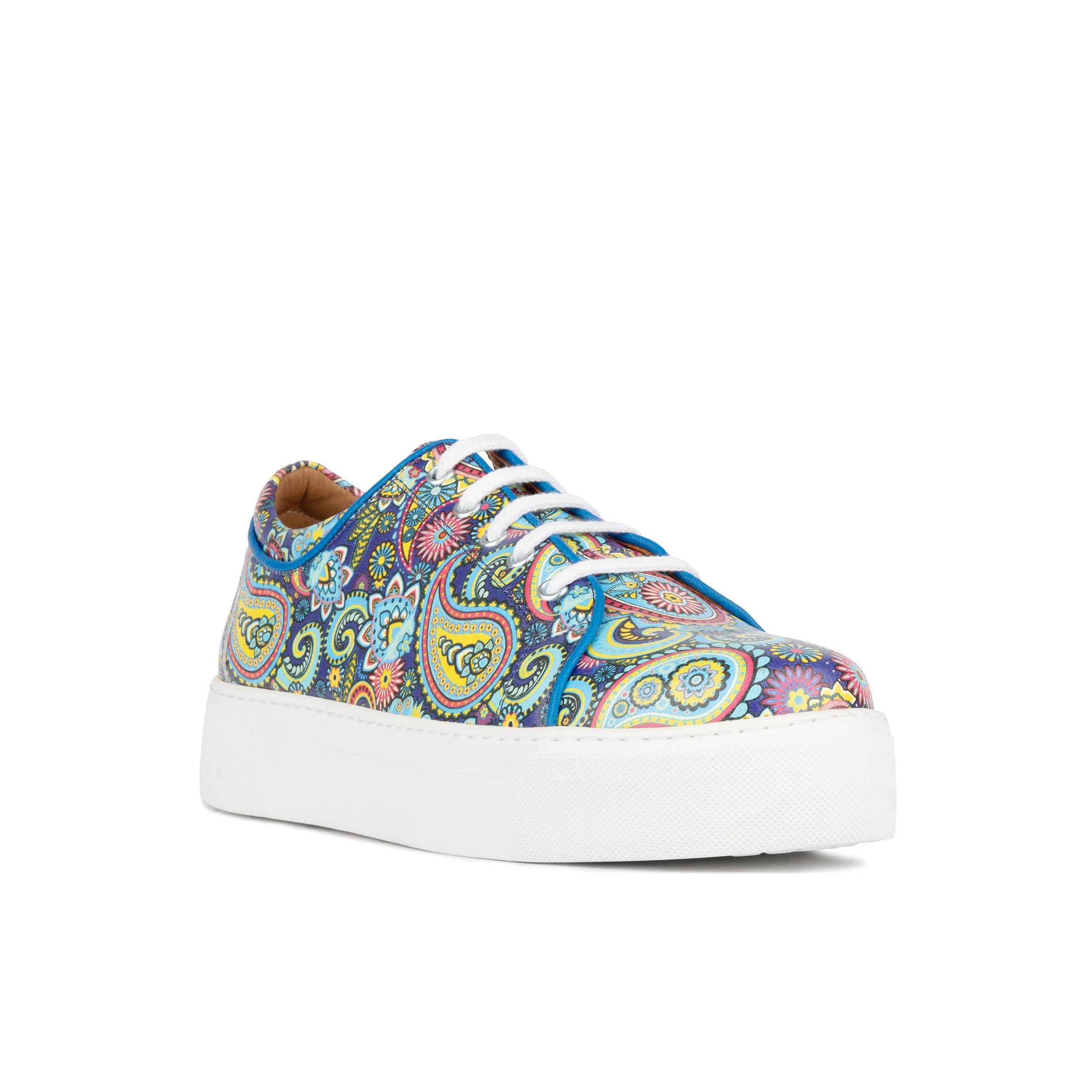 Camila - Festival Blue - Women’s Chunky Leather Platform Trainer