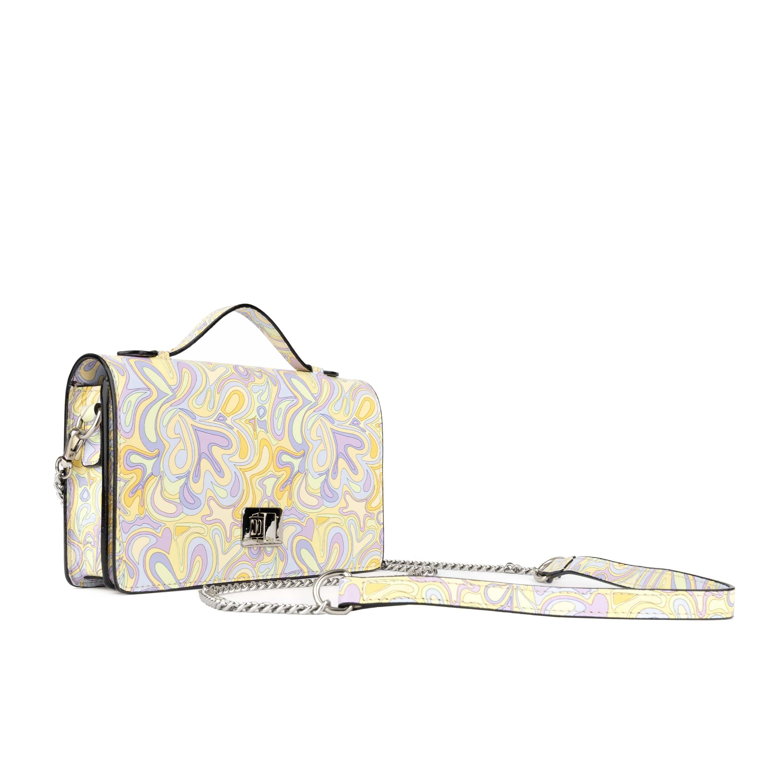 Envy - Pastel Multi - Women's leather flap clutch bag with strap