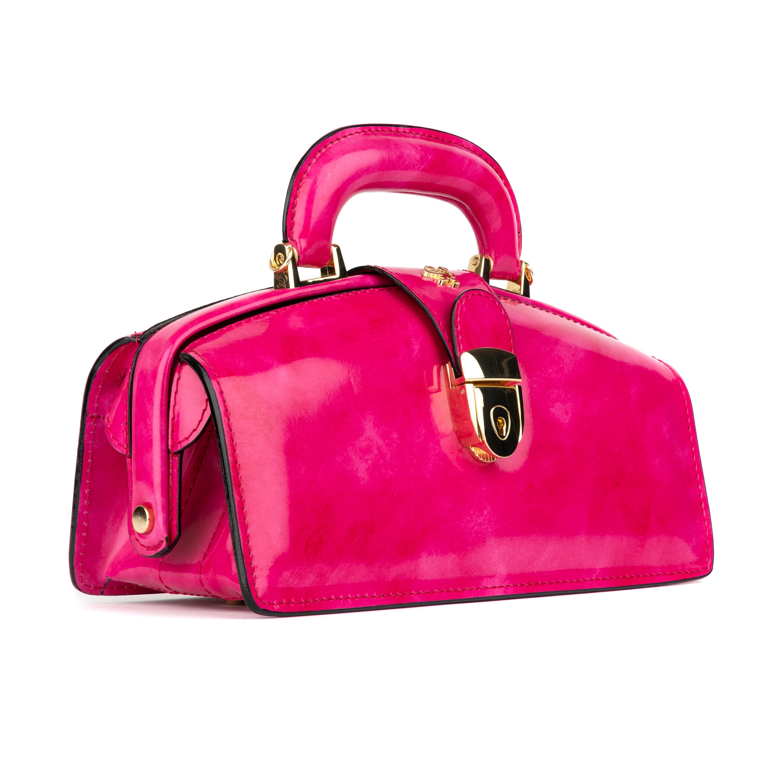 Gazelle - Pink - Top handle bag with key lock in pink smooth genuine leather