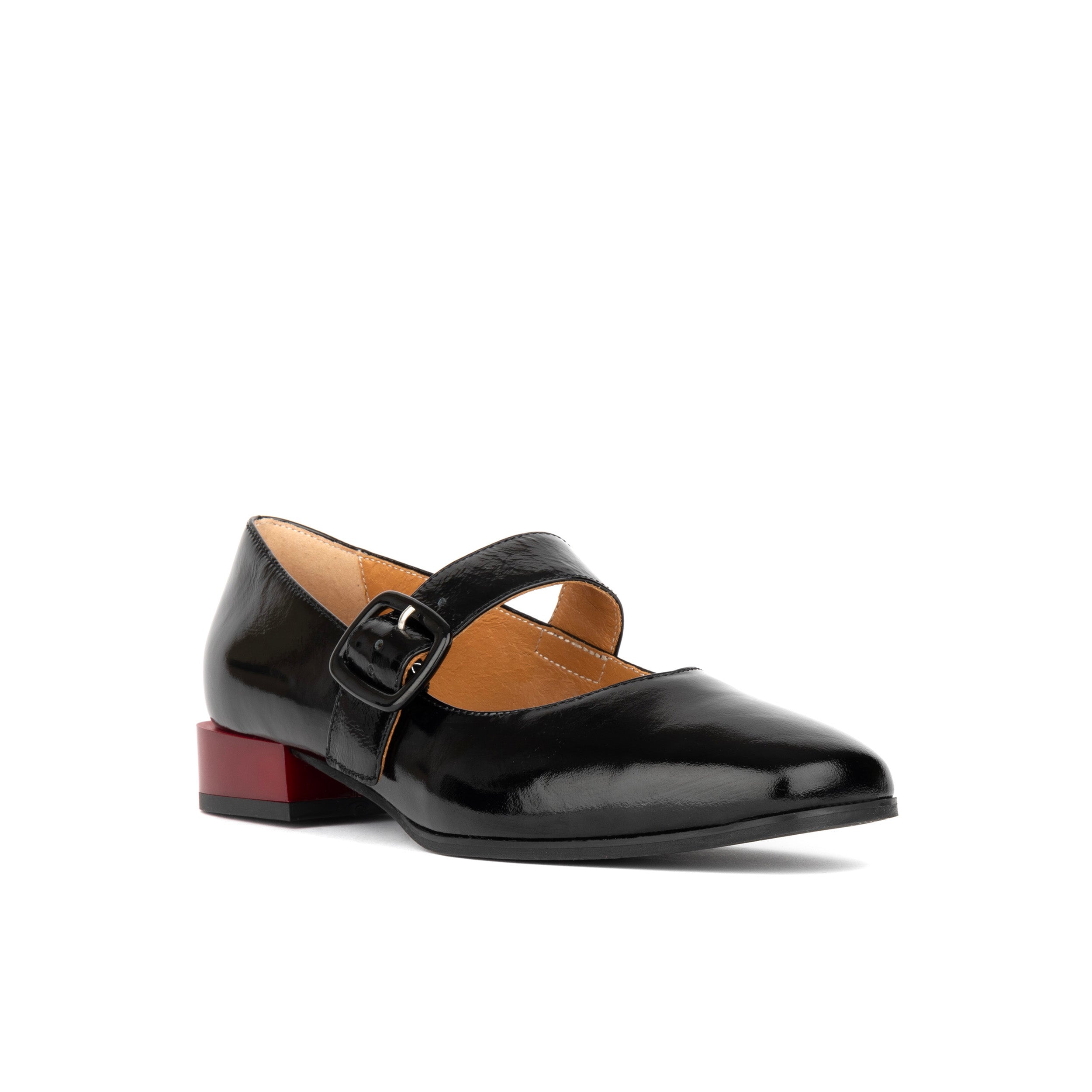 Bliss - Black - Women's block heel square toe patent leather Mary-Jane