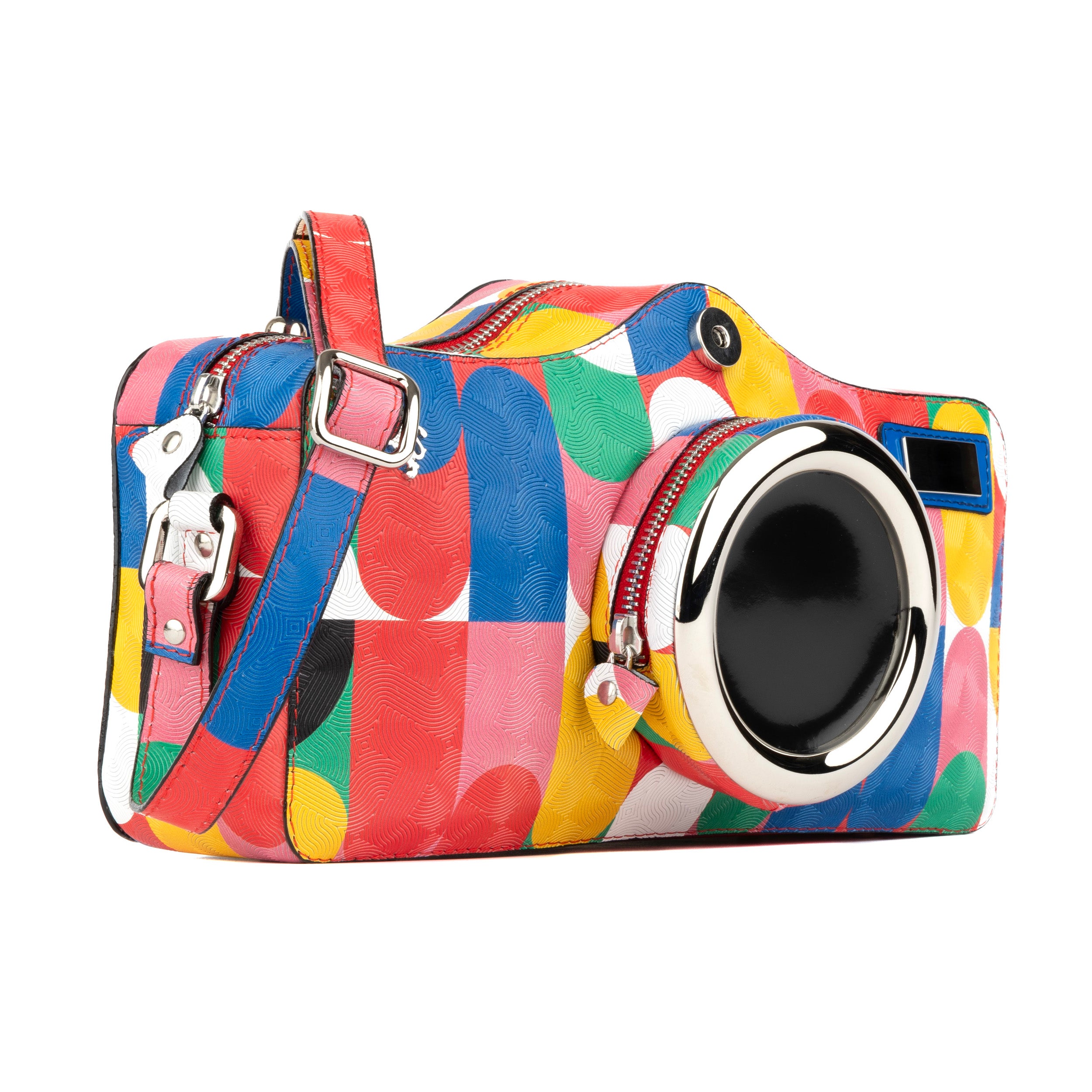 Flash - Groovy - Camera shaped leather bag with zip closure and LED inside