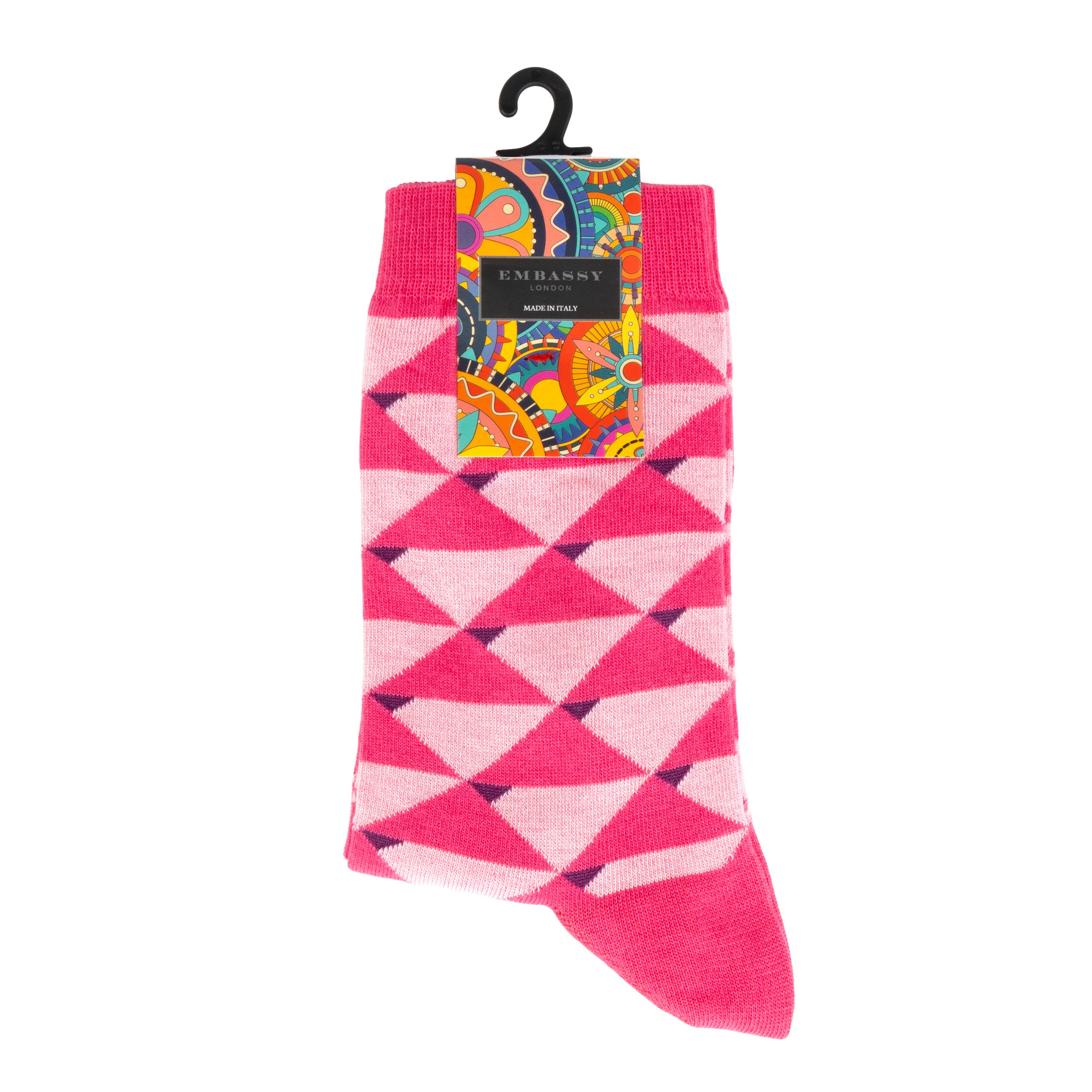 Toeblerone - Pink - Men's cotton crew crew socks size UK 6 to 12 in pink