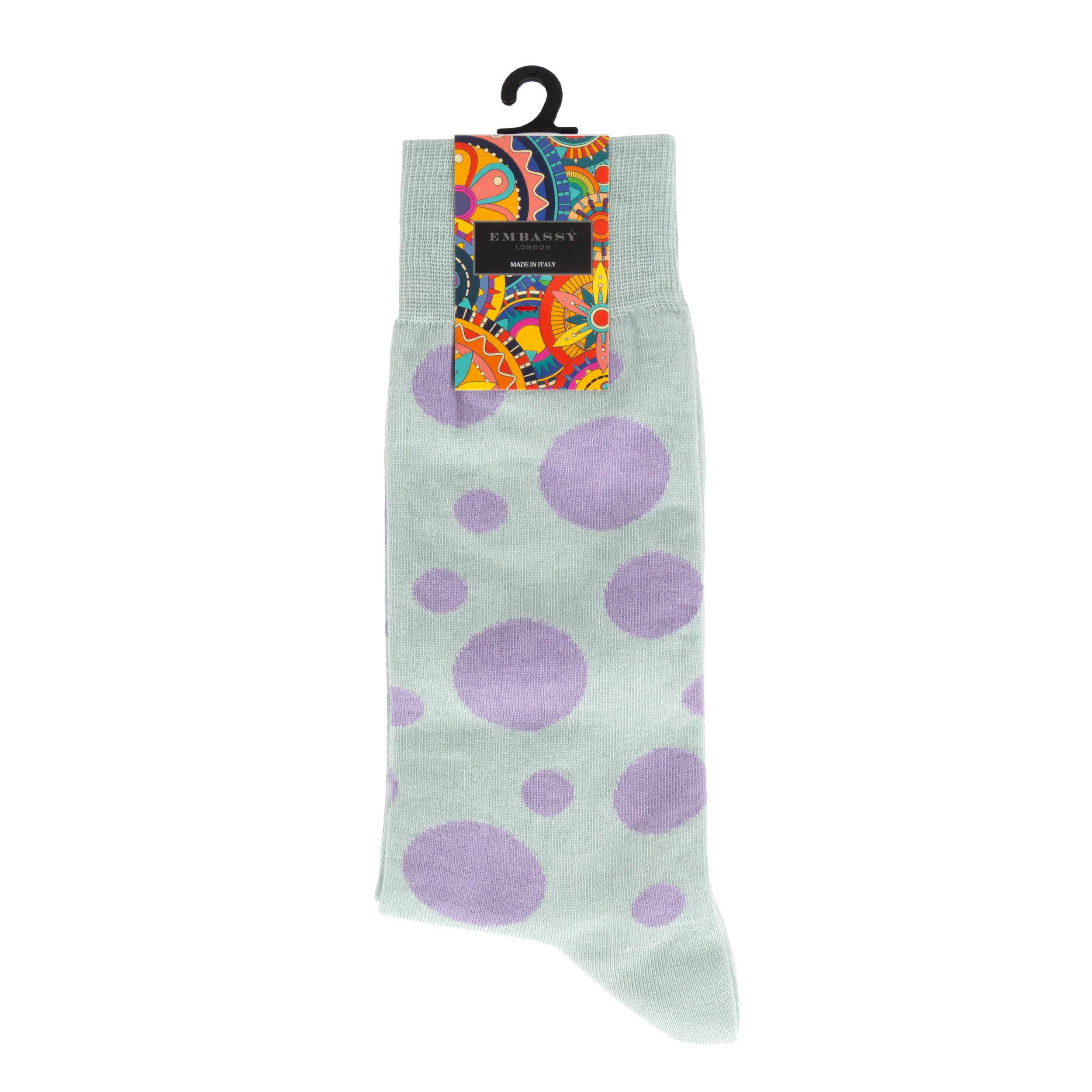 Footloose - Pastel Dots - Men's cotton socks size UK 6 to 12 in pastel polka dots