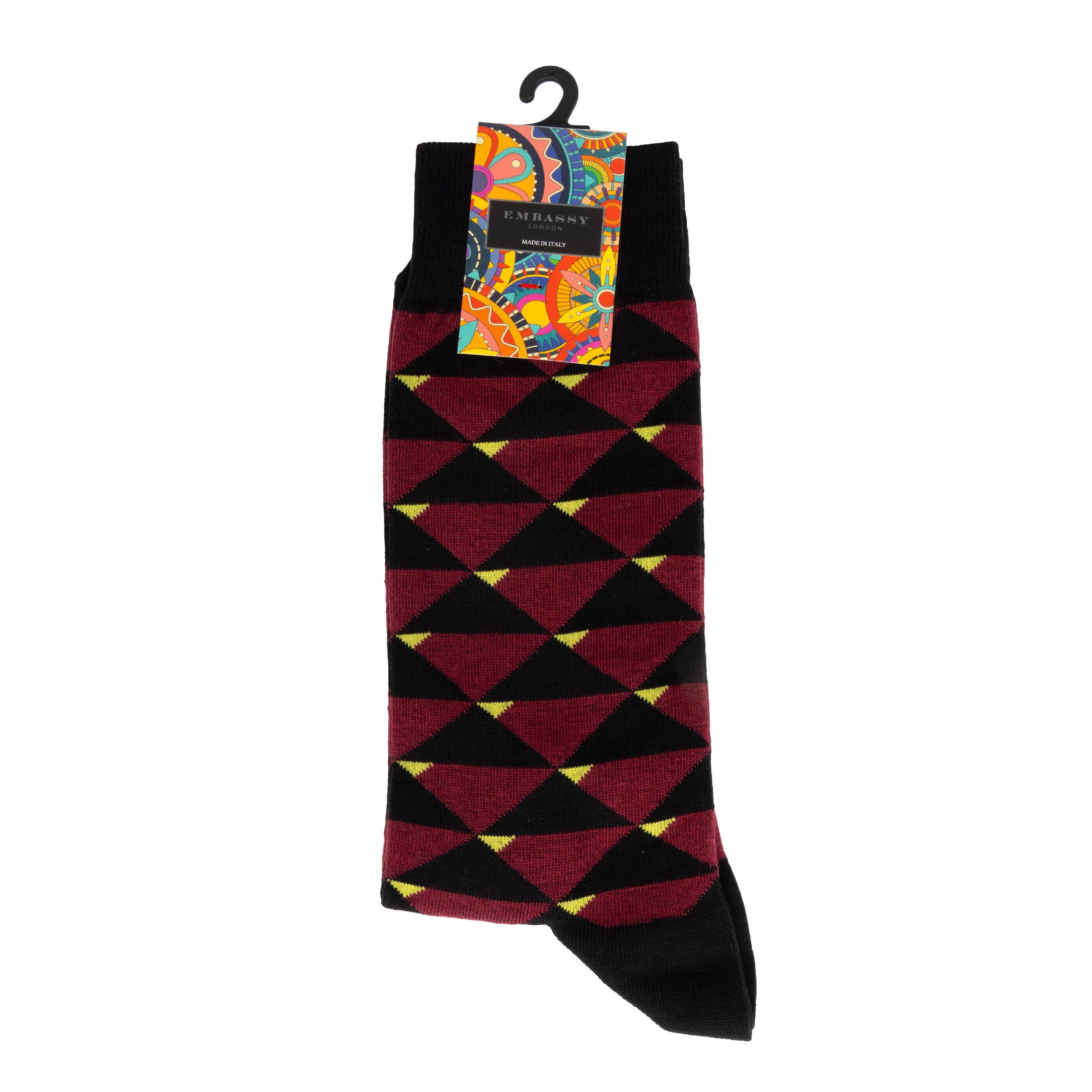 Toeblerone - Bordeaux - Men's cotton crew socks size UK 6 to 12 in burgundy