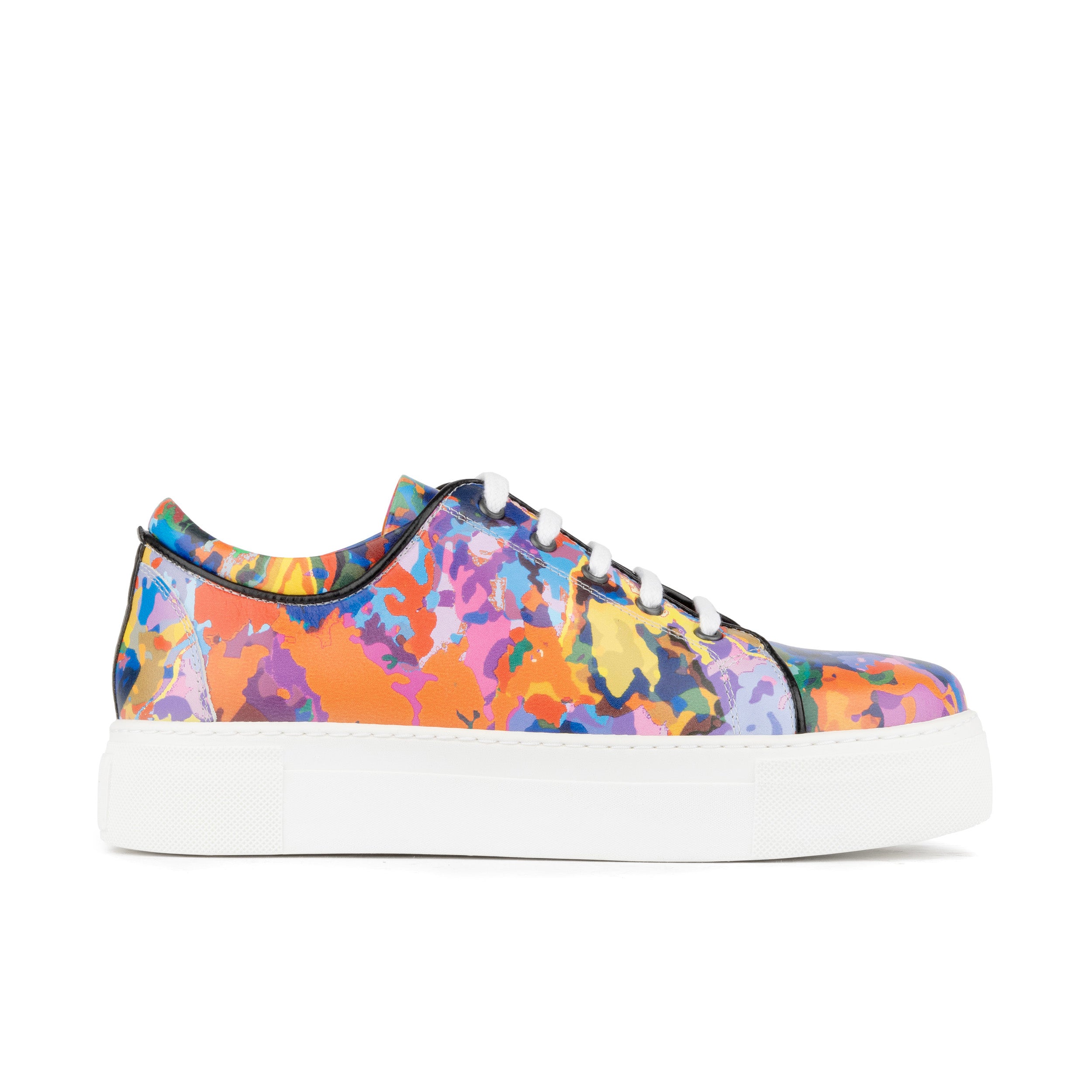 Camila - Summer Colours - Women's platform sole leather lace-up trainer