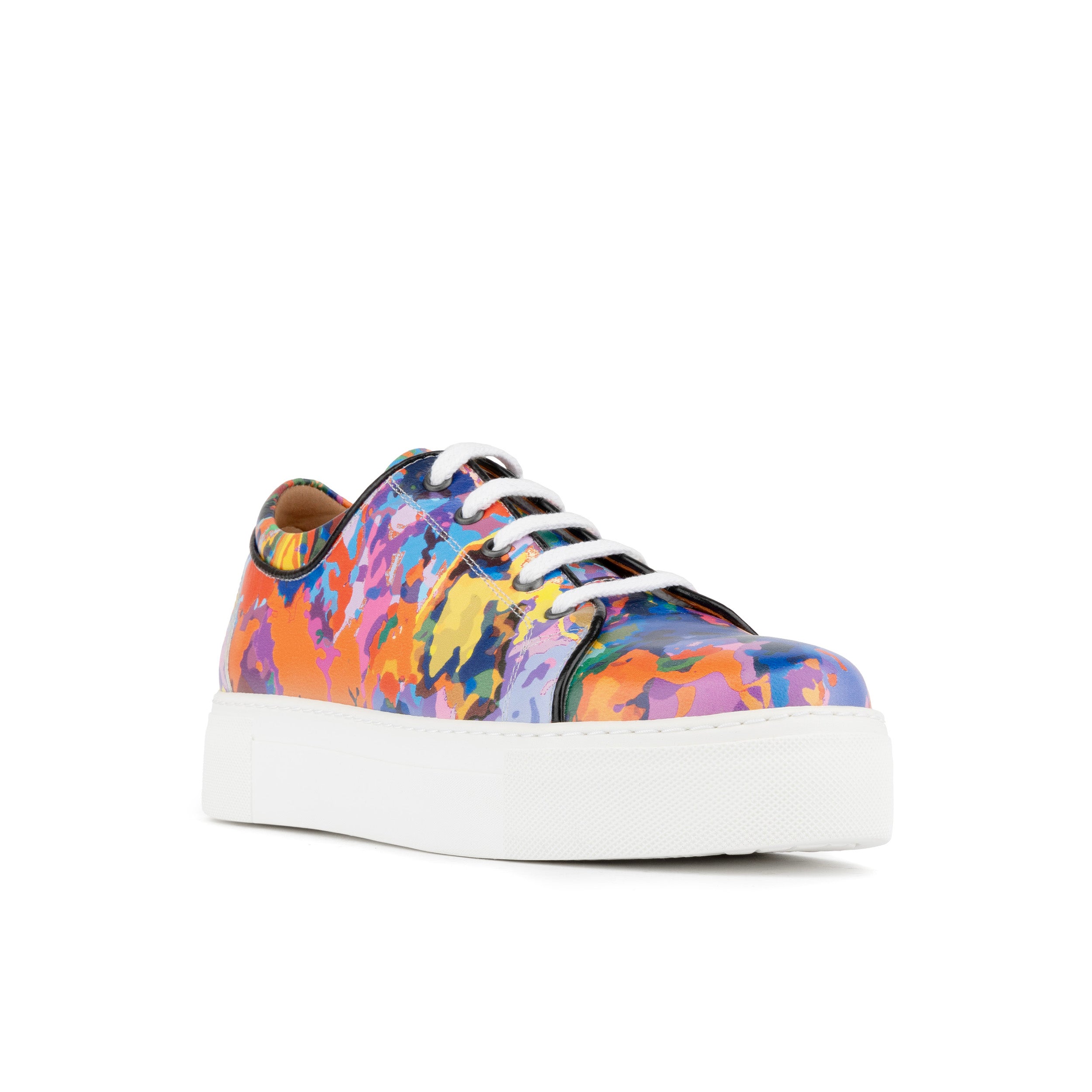 Camila - Summer Colours - Women's platform sole leather lace-up trainer