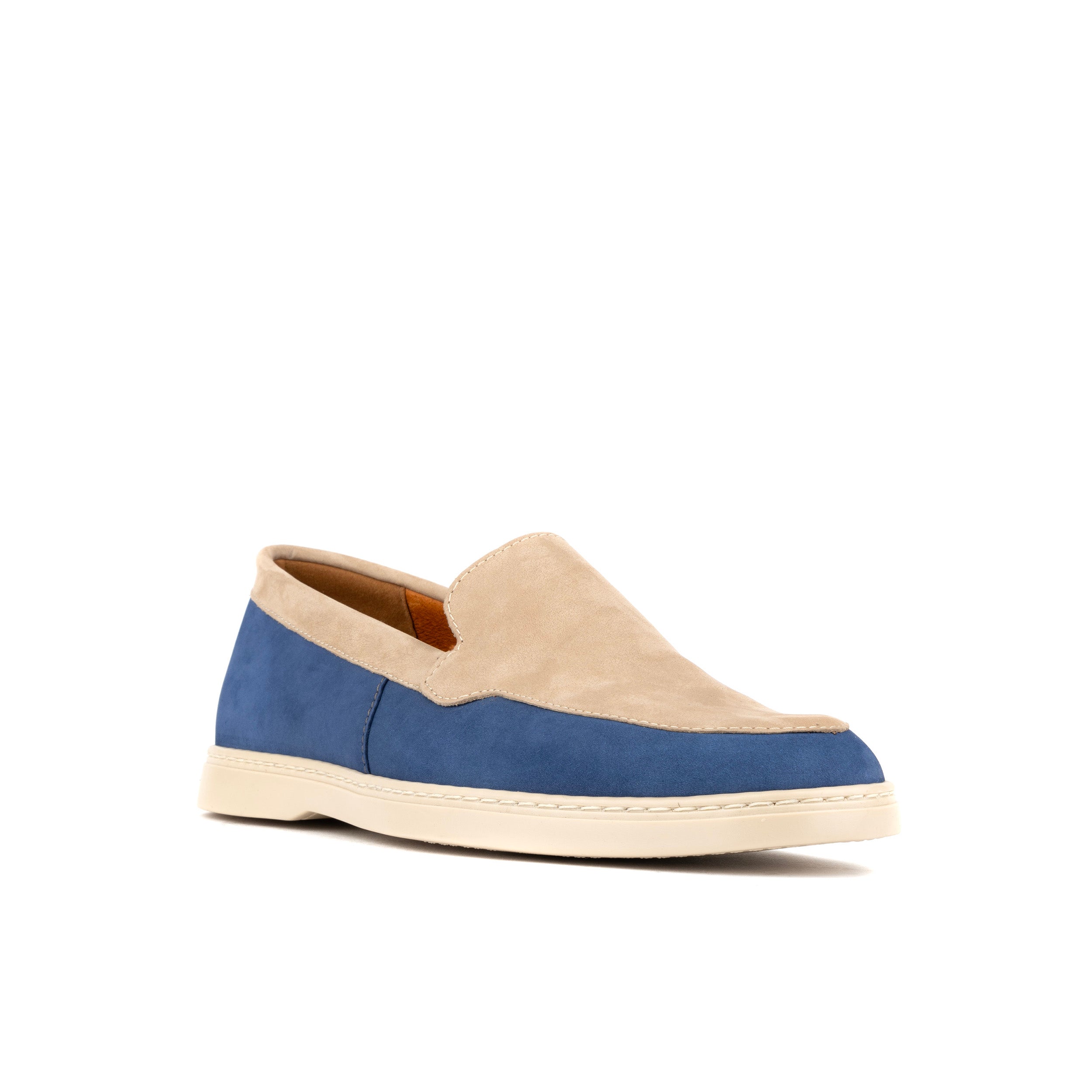 Gareth - Cream & Blue - Men’s two Tone Suede Loafer