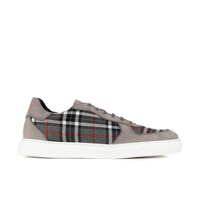 Strada - Grey Tartan - Men's Tartan Suede & Leather Trainer