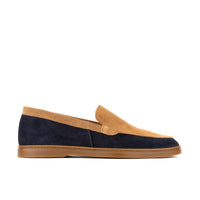 Gareth - Tan & Dark Blue - Men’s Two Tone Suede Loafer