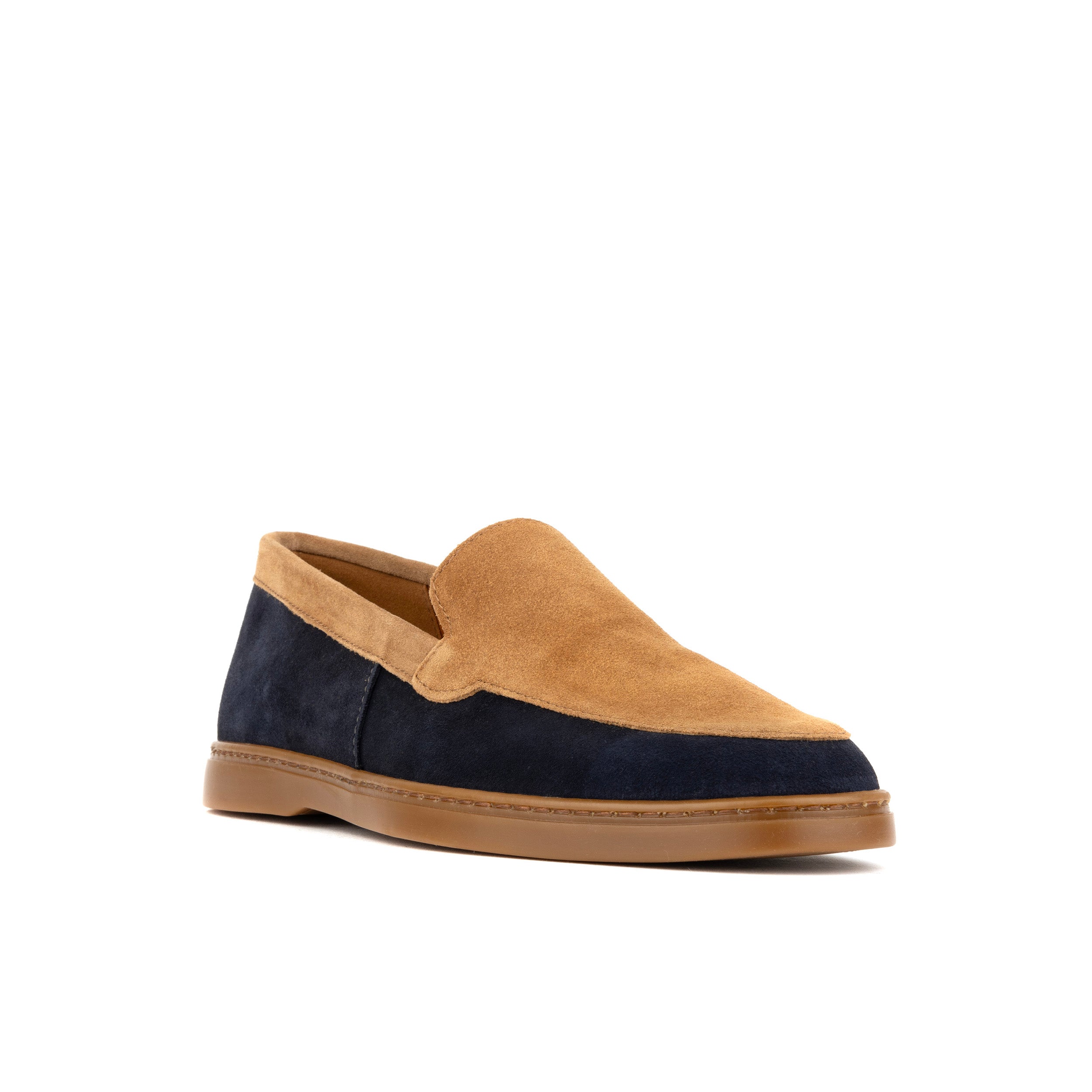 Gareth - Tan & Dark Blue - Men’s Two Tone Suede Loafer