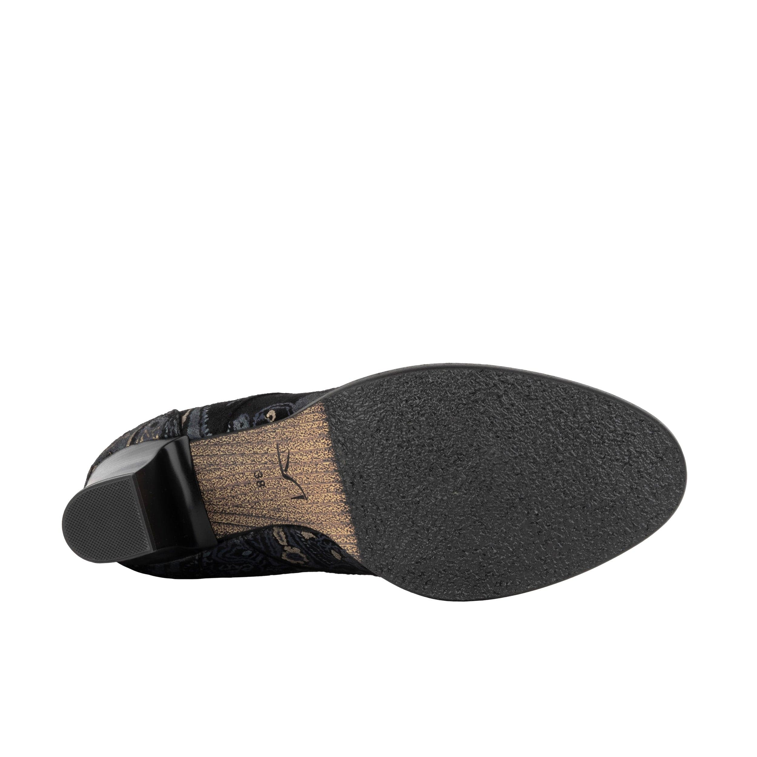 Roulette - Black & Grey & Gold - Women's leather heeled oxford lace-up