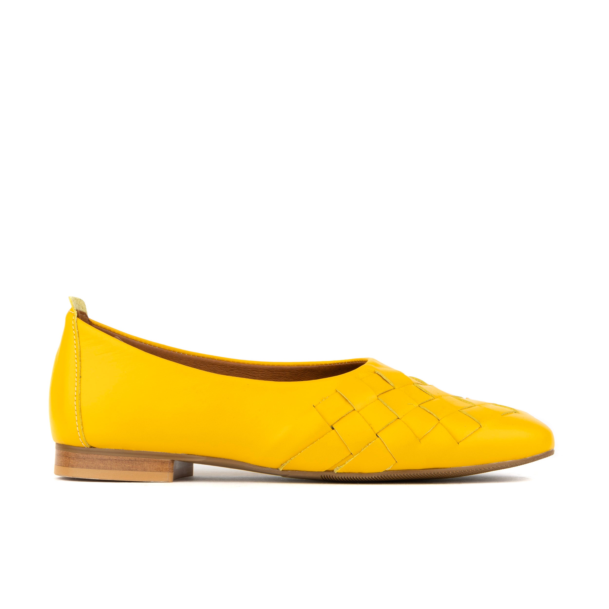 Solenne - Yellow - Handwoven Leather Ballet Pump