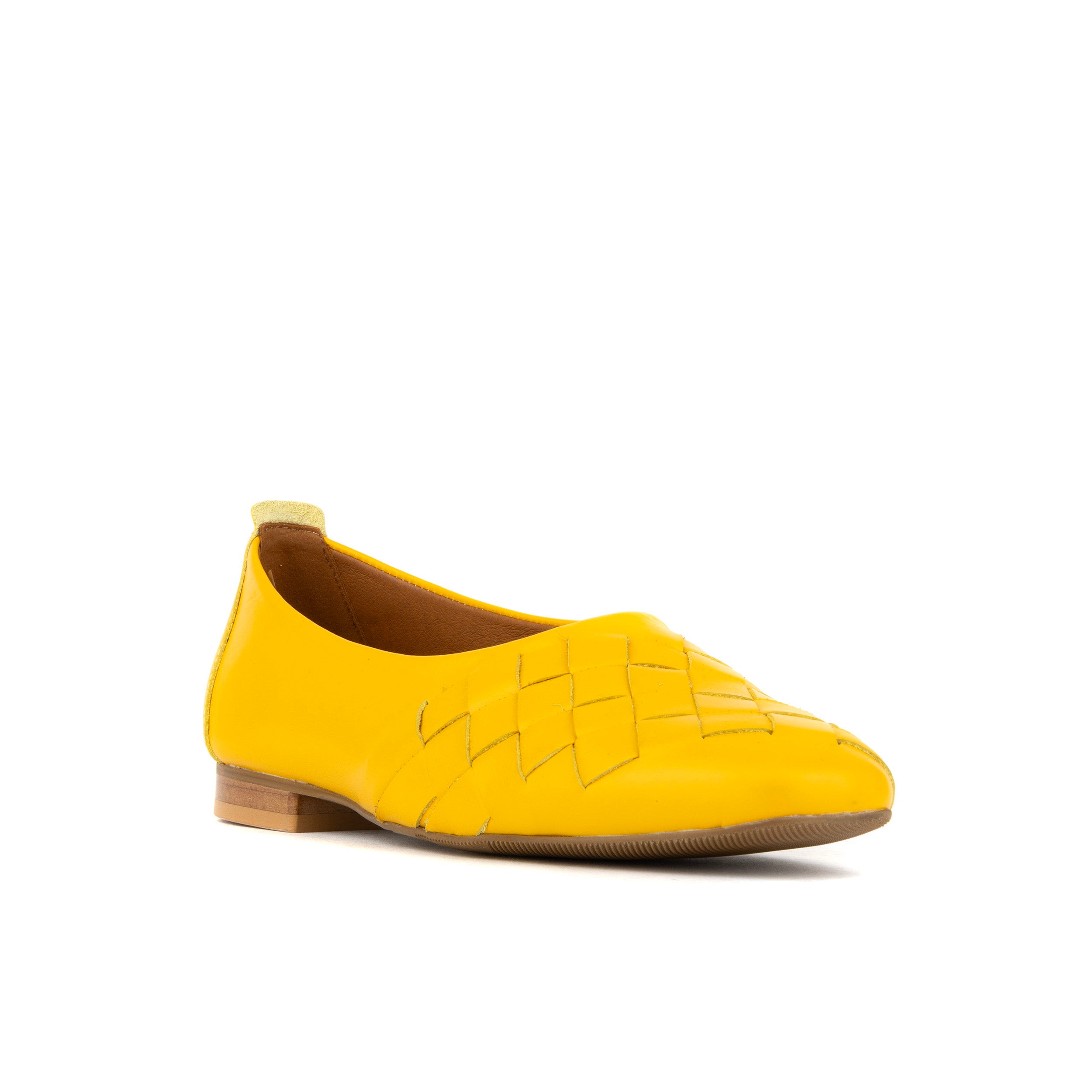 Solenne - Yellow - Handwoven Leather Ballet Pump