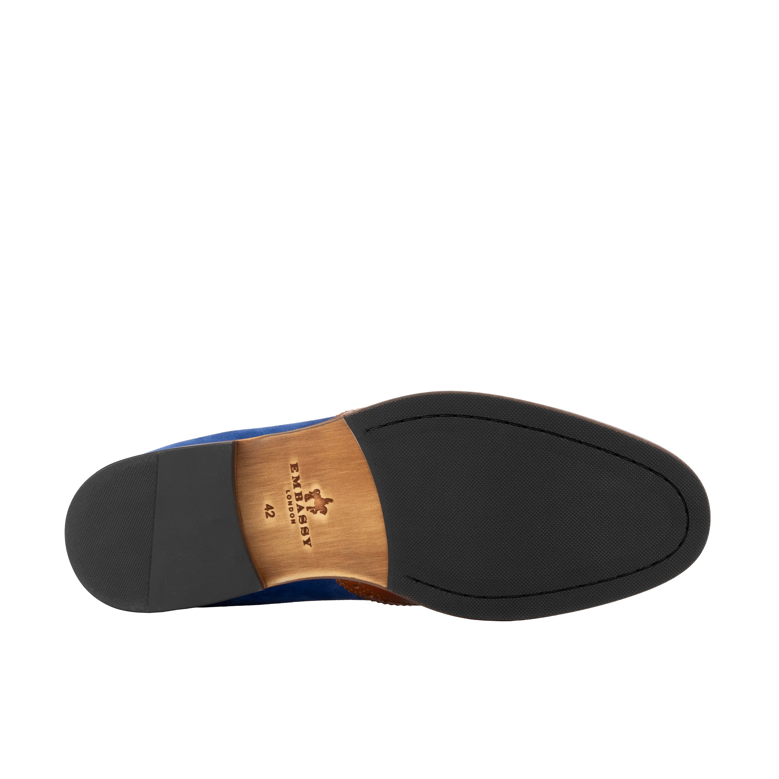 Midnight Royal - Blue & Yellow & Brown - Men’s Suede & Leather Oxford Brogue Shoe.