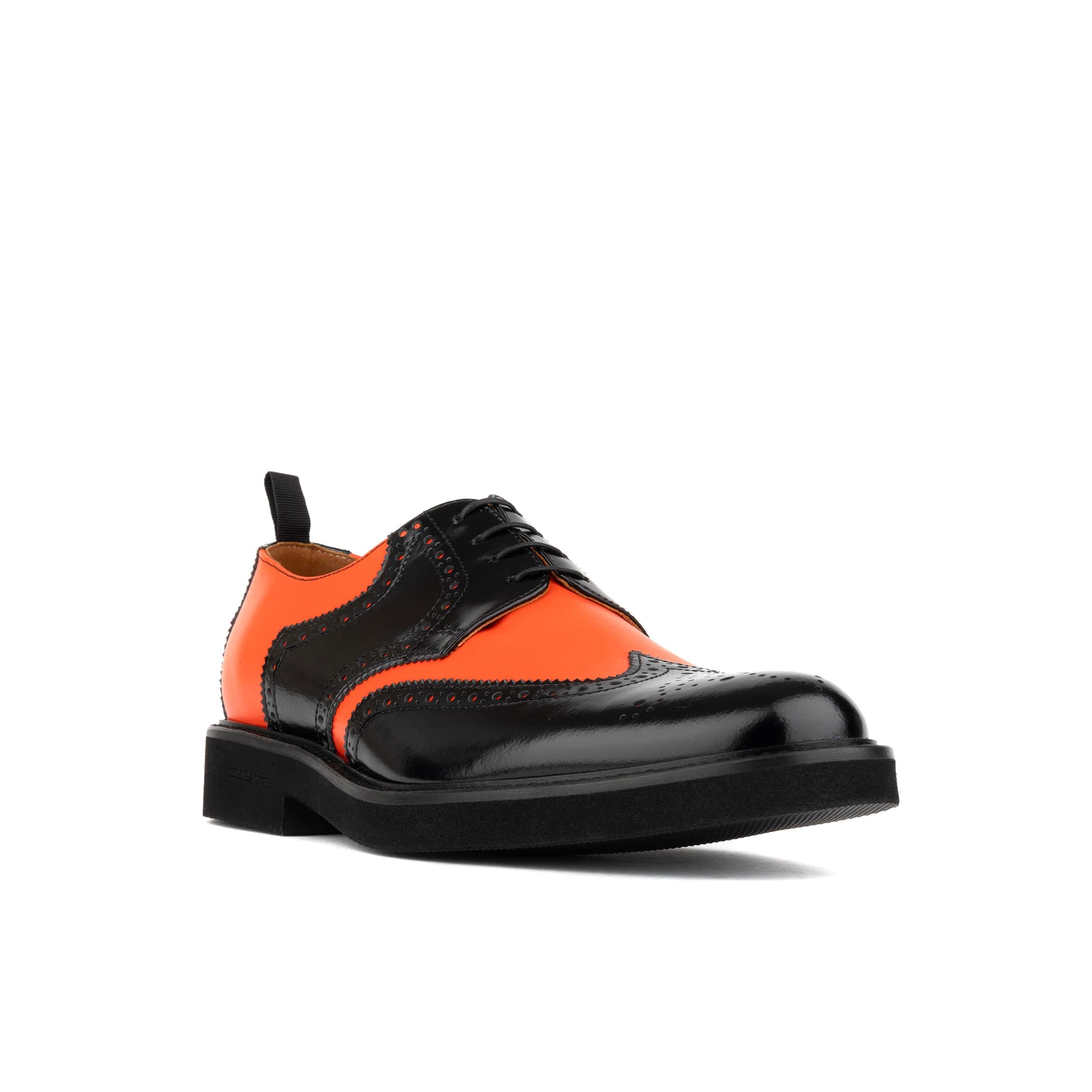 The Nightfall - Orange & Black - Mens Leather Brogue Shoe