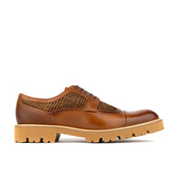 Resident - Brown & Tan - Men's leather dressy shoe with toe cap and brogue details