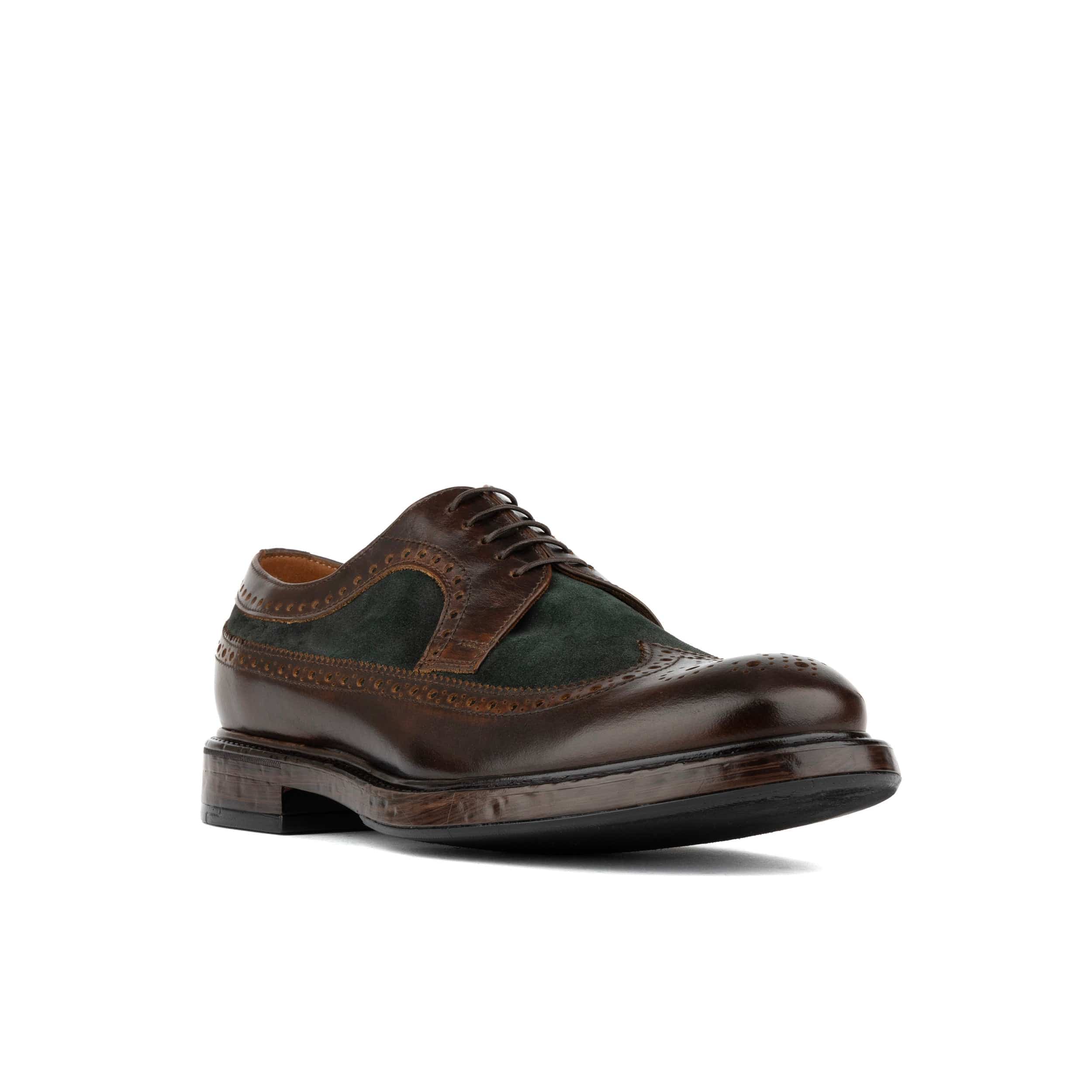Elwood - Khaki & Brown - Men's Leather Brogue Shoe