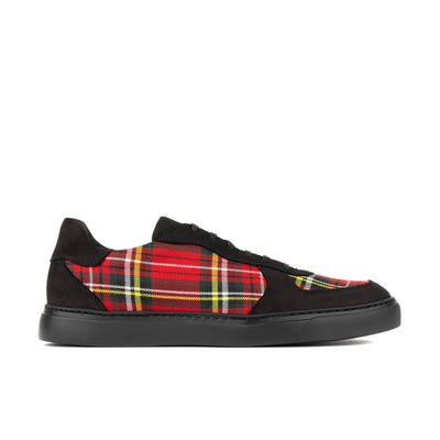 Strada - Black & Red Tartan - Men's Tartan Leather & Suede Trainer
