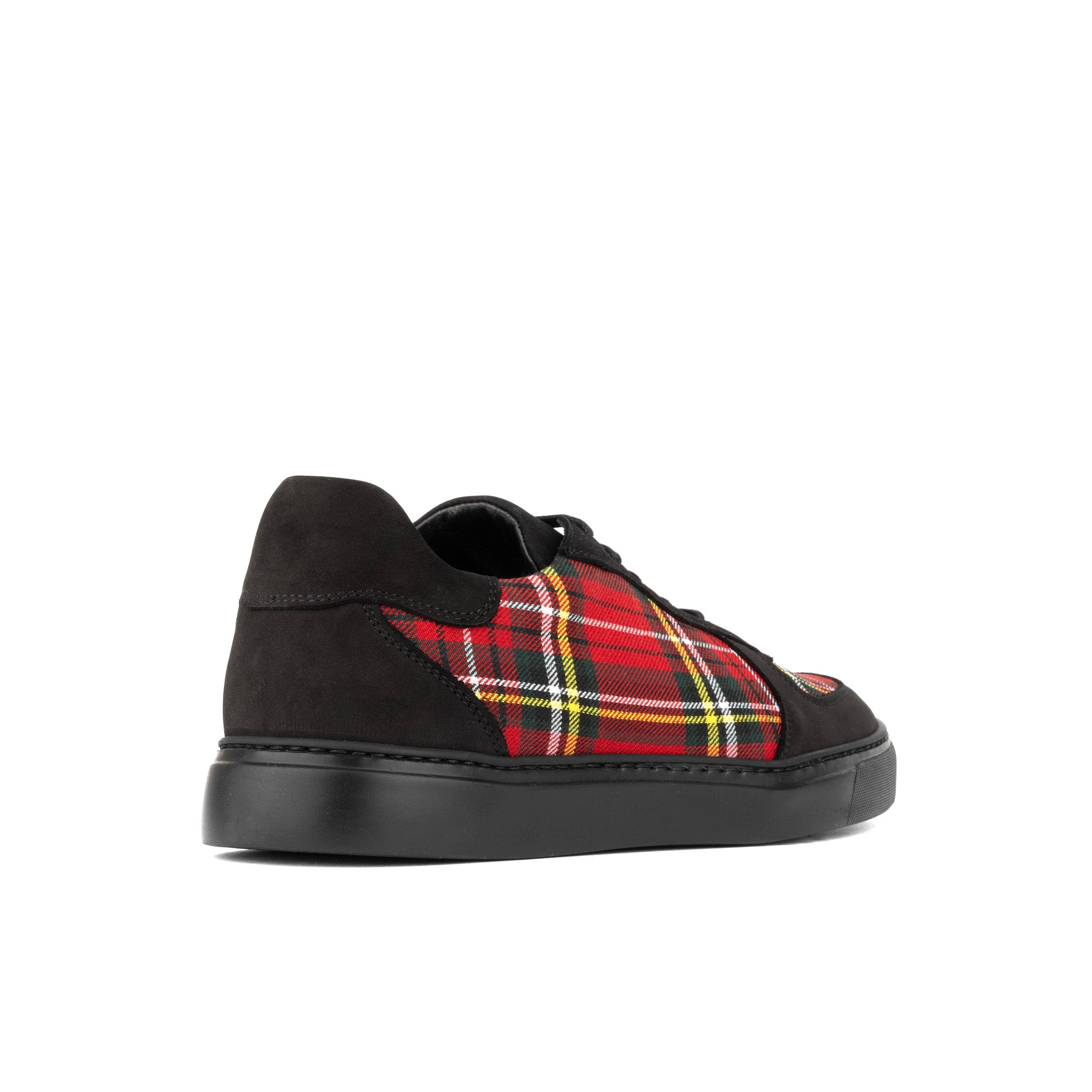 Strada - Black & Red Tartan - Men's Tartan Leather & Suede Trainer