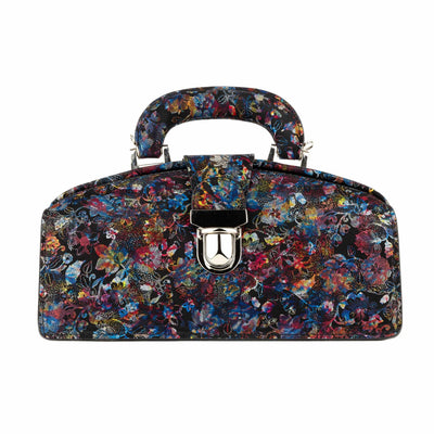Gazelle - Black Flower - Women’s leather top handle & crossbody bag