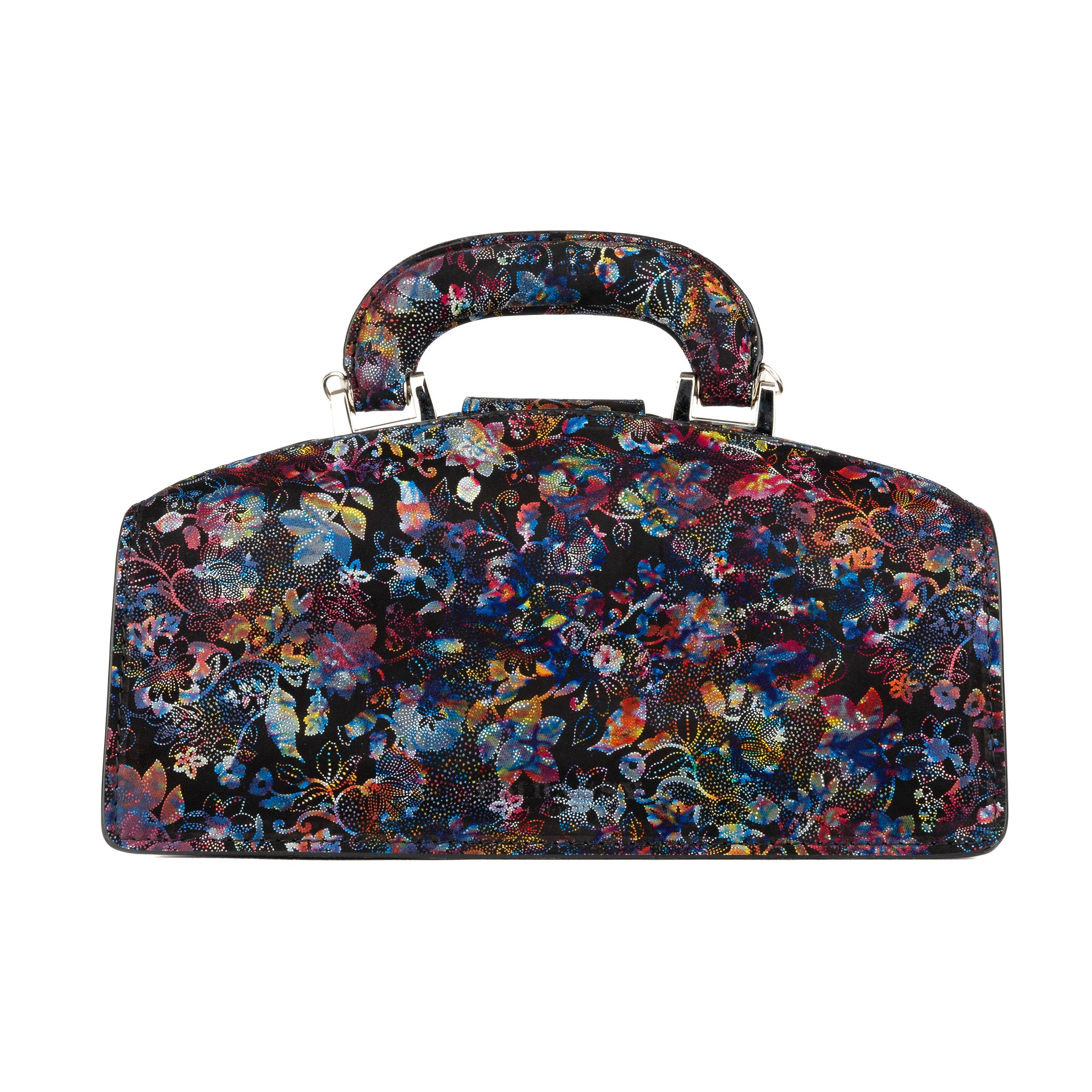 Gazelle - Black Flower - Top handle Italian leather bag with gold tone hardware