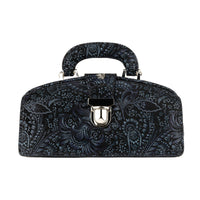 Gazelle - Black & Blue & Silver Floral - Women’s leather top handle & crossbody bag