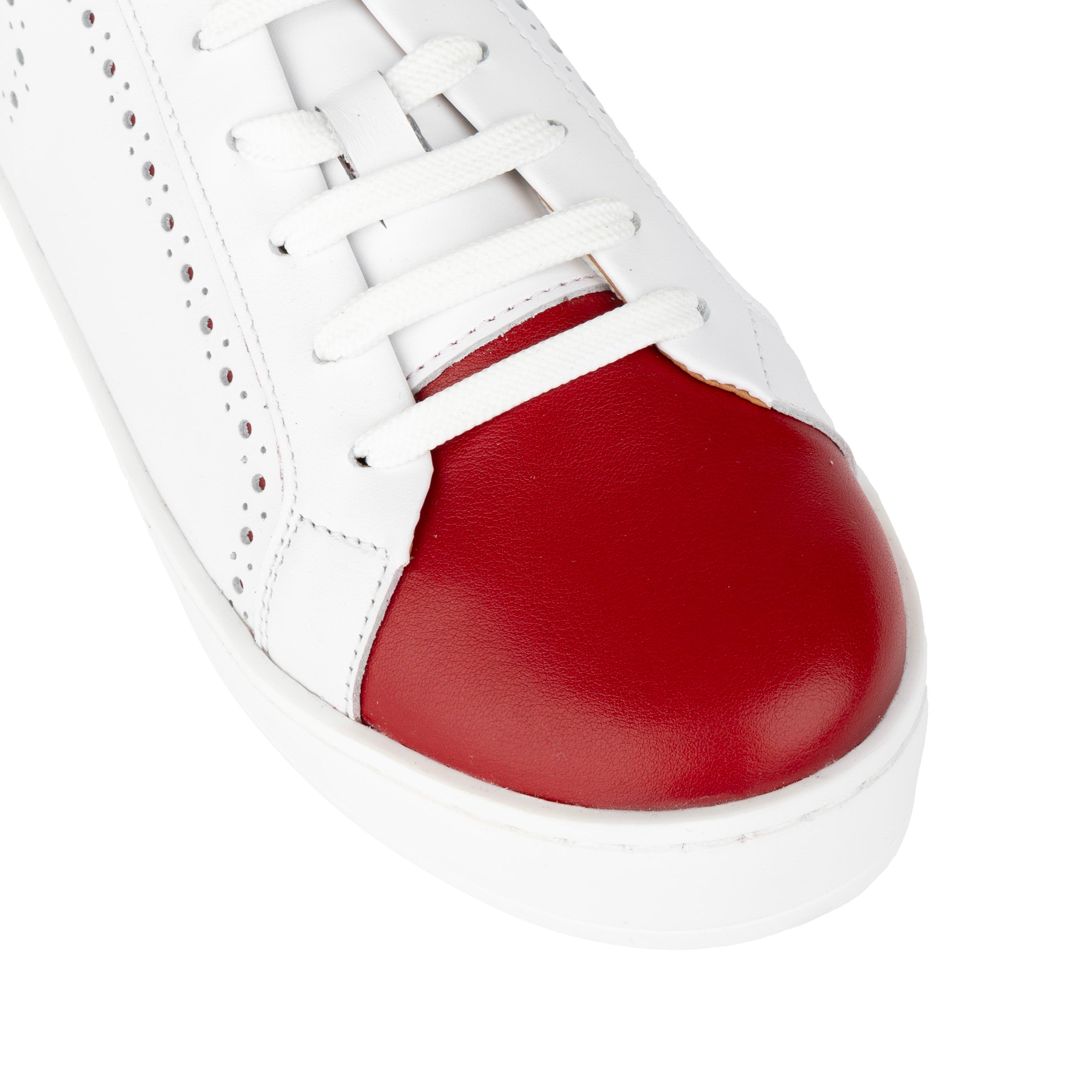 Serena - Red & Signature Print - Women’s Leather Trainer with Brogue Details
